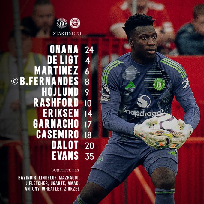 11 ตัวจริง แมนยู เบรนท์ฟอร์ด