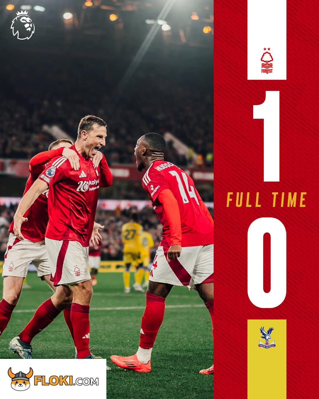 ผลบอลเมื่อคืนนี้ พรีเมียร์ลีก ฟอเรสต์ คริสตัล พาเลซ