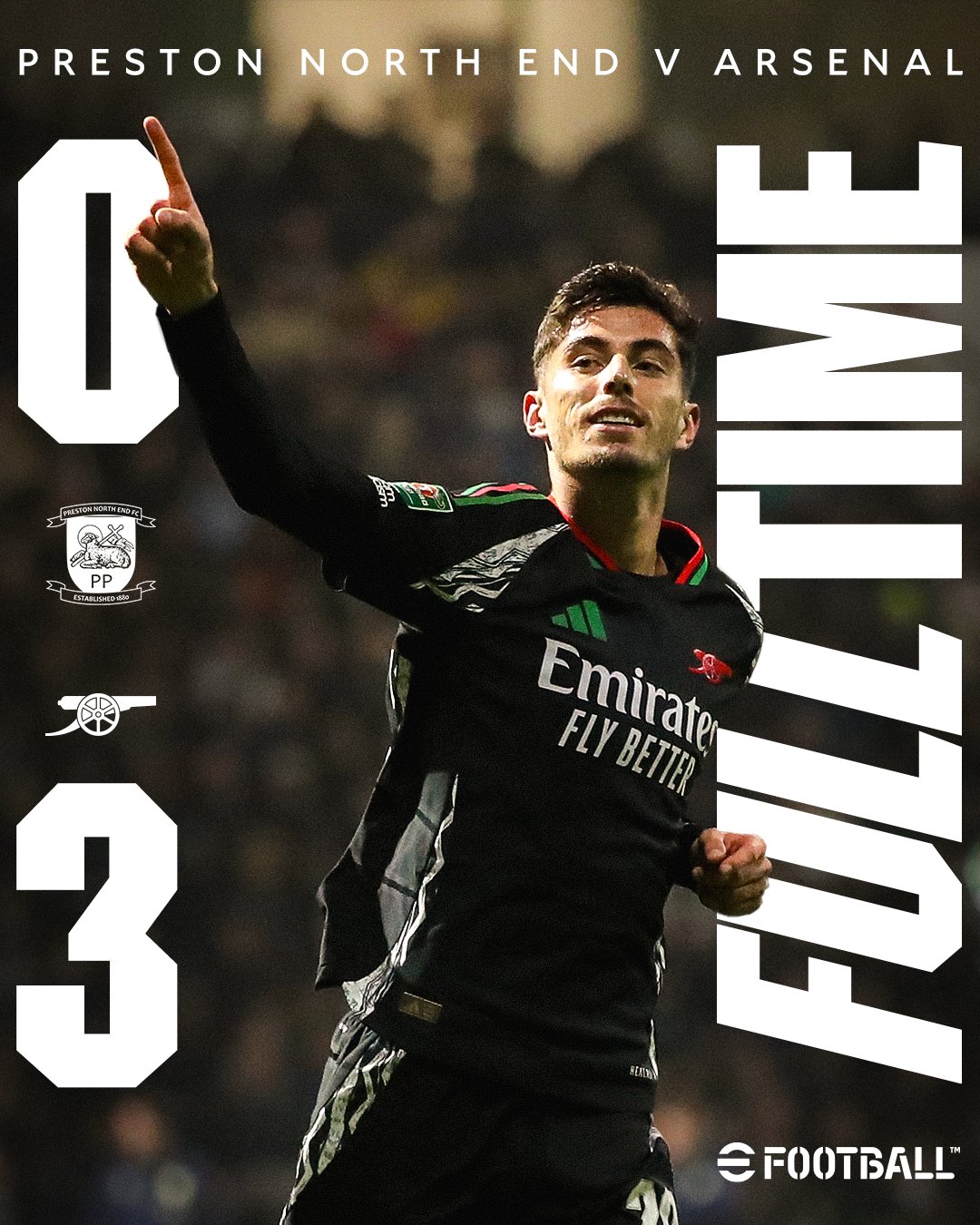 ผลบอลเมื่อคืนนี้ คาราบาวคัพ เปรสตัน อาร์เซนอล