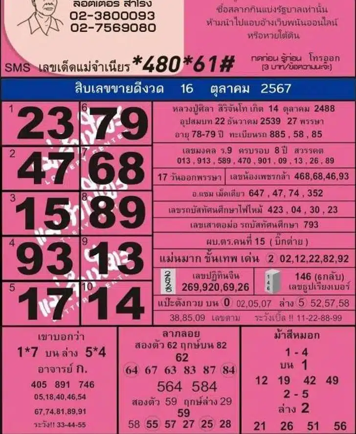 เลขเด็ดแม่จำเนียร งวดประจำวันที่ 16/10/67 มัดรวมเลขขายดี ห้ามพลาด