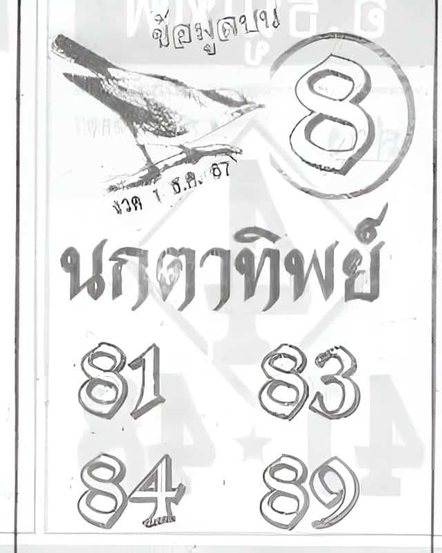 เลขเด็ด นกตาทิพย์ 1 12 67