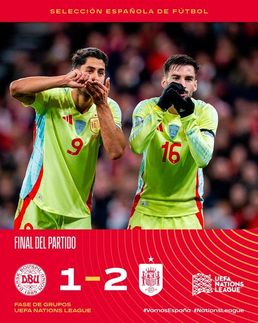 ผลบอล เนชั่นส์ ลีก เดนมาร์ก สเปน