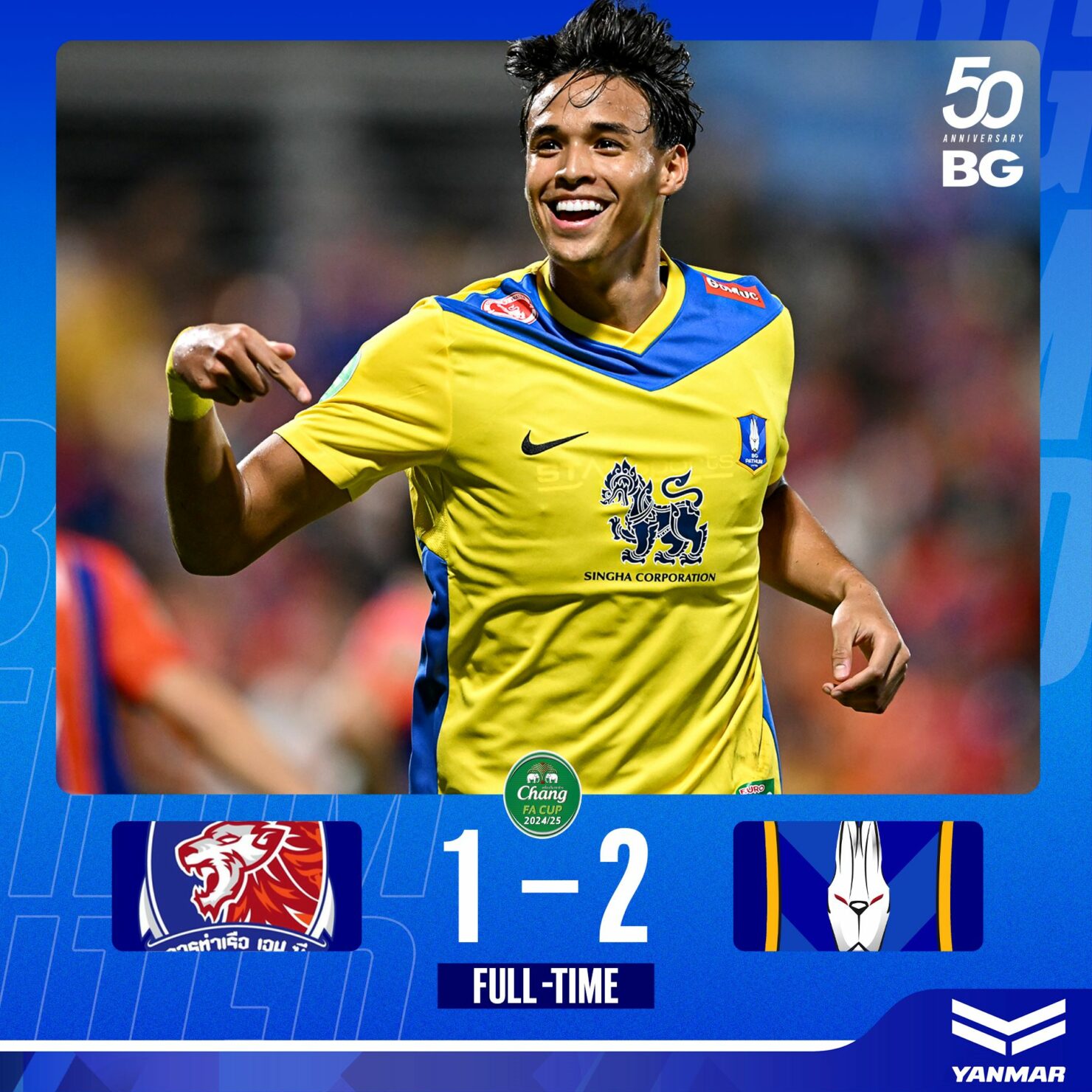 ผลบอลเมื่อคืนนี้ ช้าง เอฟเอ 2024/25 การท่าเรือ บีจี ปทุม