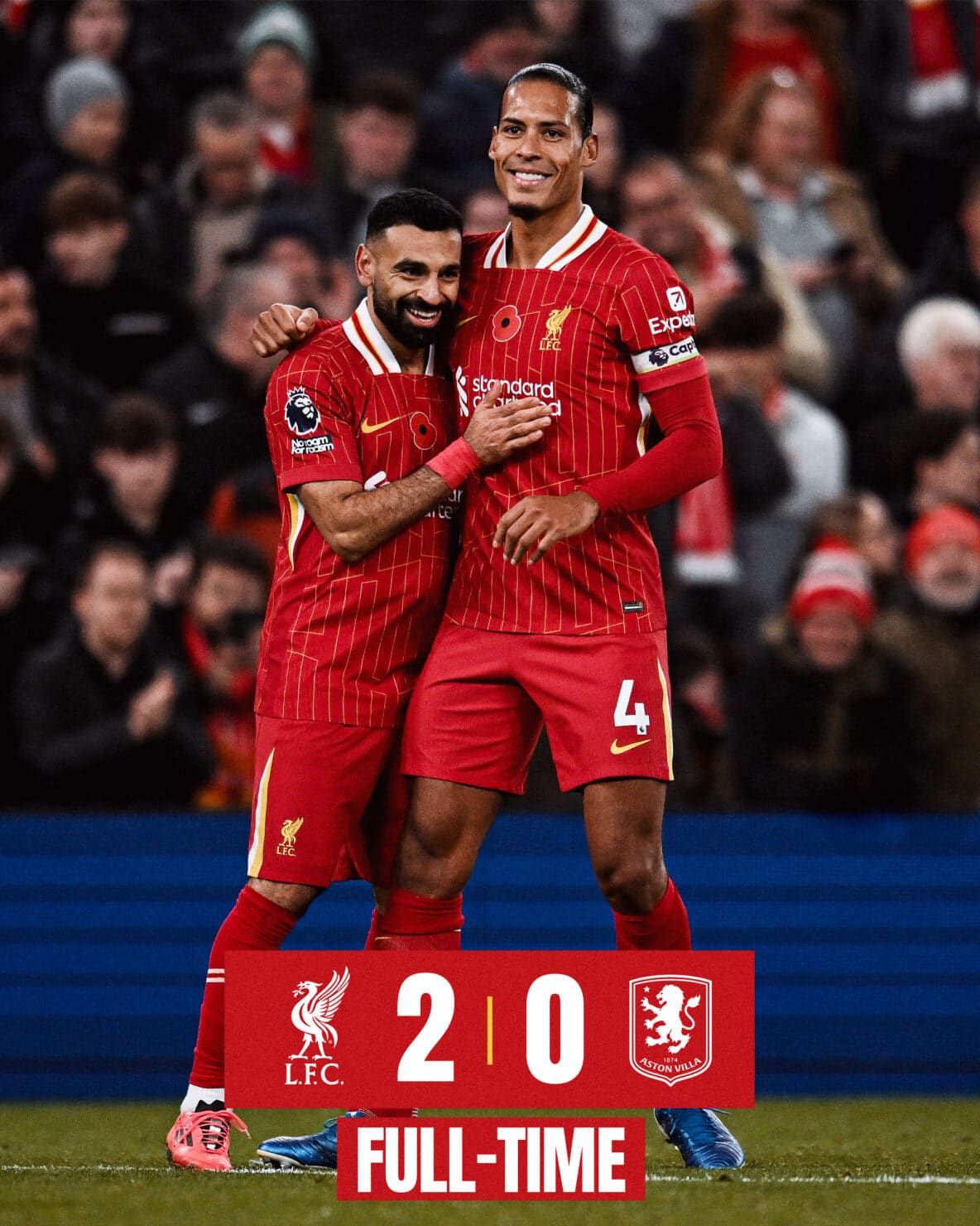 ผลบอลเมื่อคืนนี้ พรีเมียร์ลีก ลิเวอร์พูล แอสตัน วิลล่า