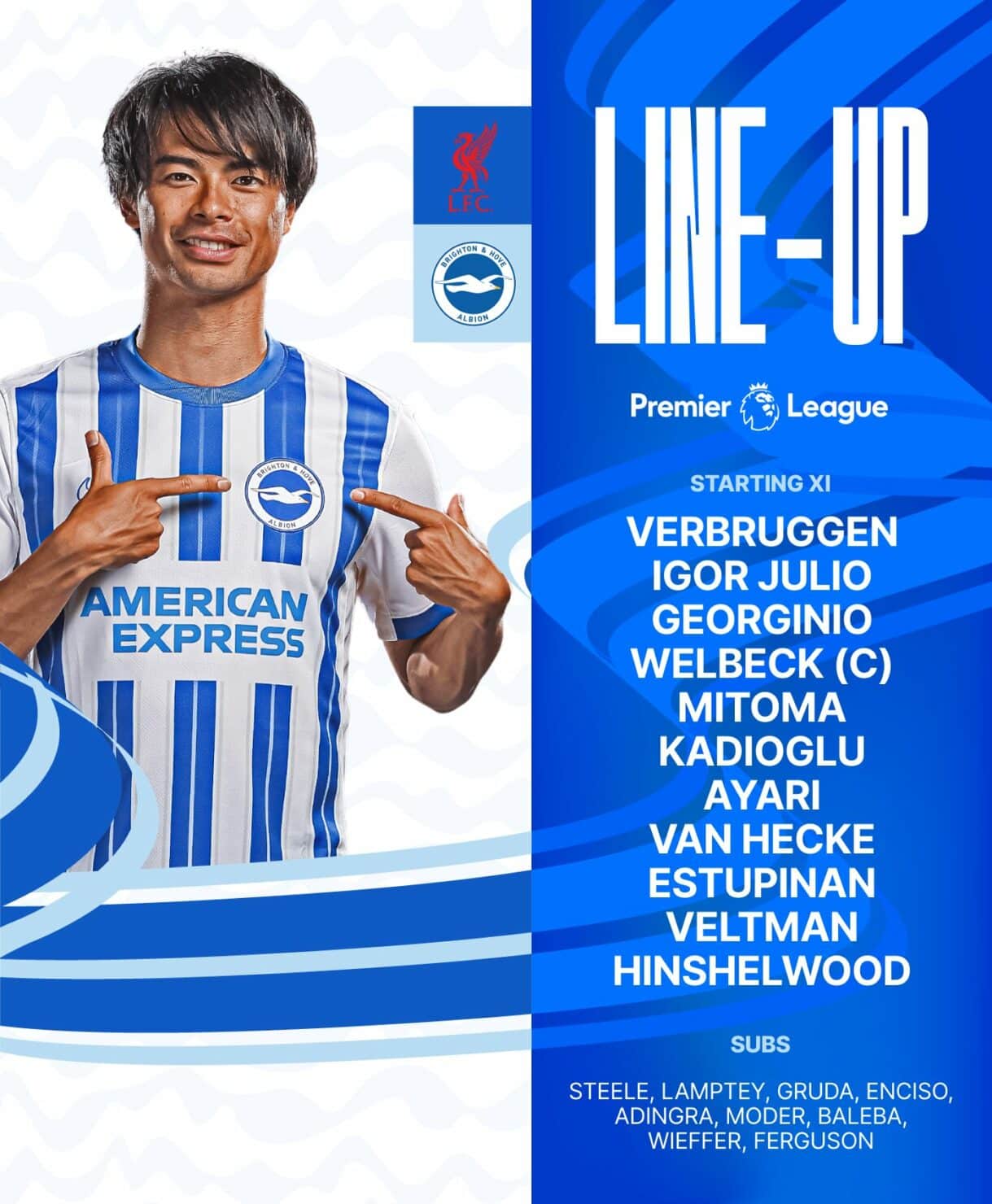 11 ตัวจริง ลิเวอร์พูล ไบรท์ตัน