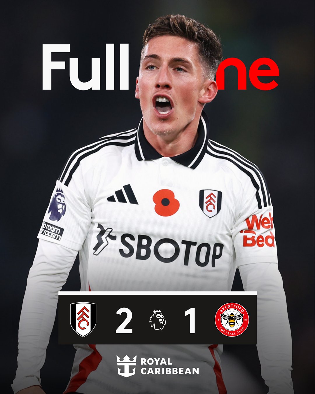 ผลบอลเมื่อคืนนี้ พรีเมียร์ลีก ฟูแล่ม เบรนท์ฟอร์ด