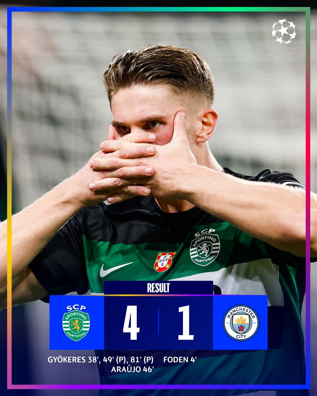 ผลบอลเมื่อคืนนี้ ยูฟ่า แชมเปี้ยนส์ลีก สปอร์ติ้ง แมนซิตี้