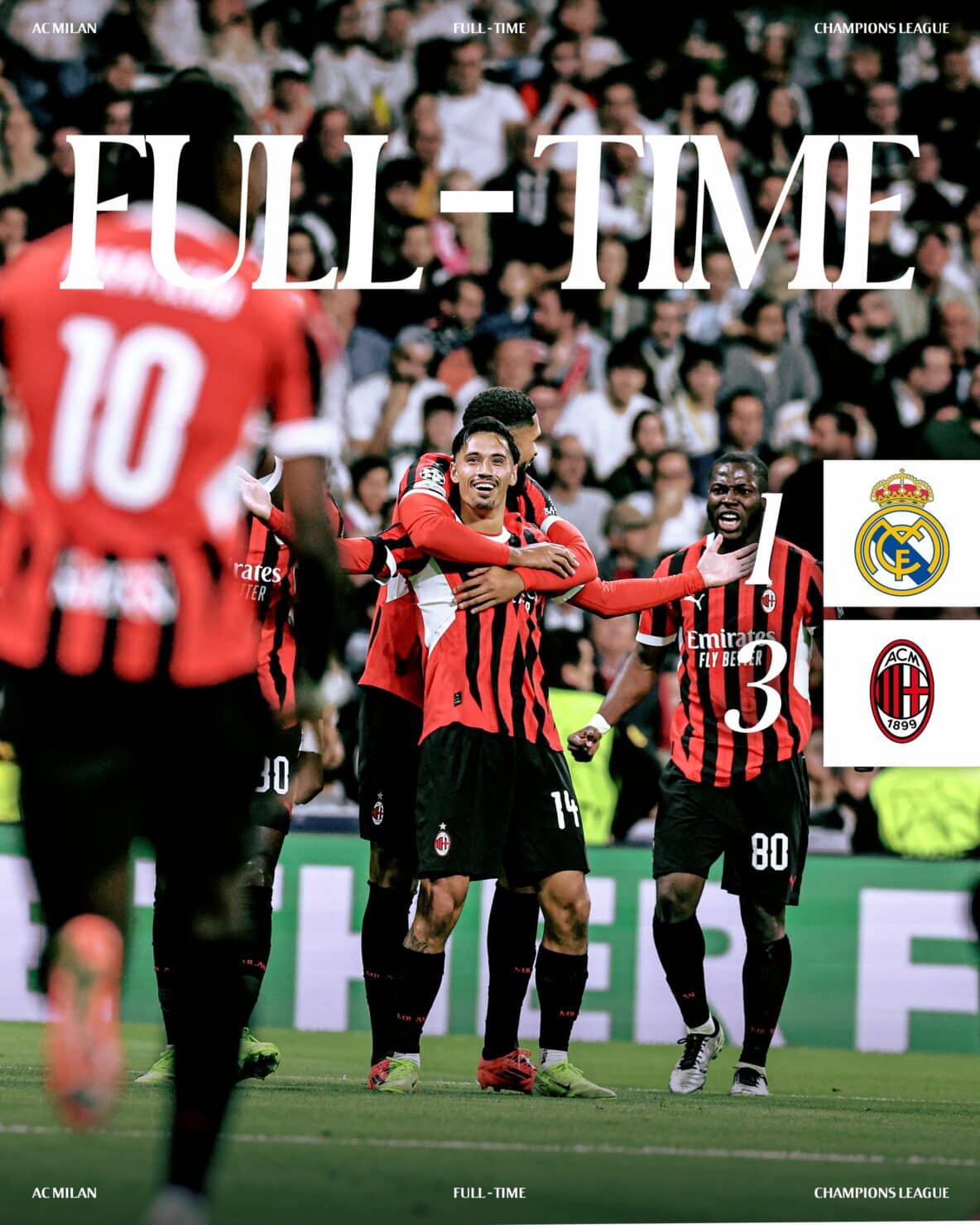 ผลบอลเมื่อคืนนี้ ยูฟ่า แชมเปี้ยนส์ลีก เมาดริด มิลาน