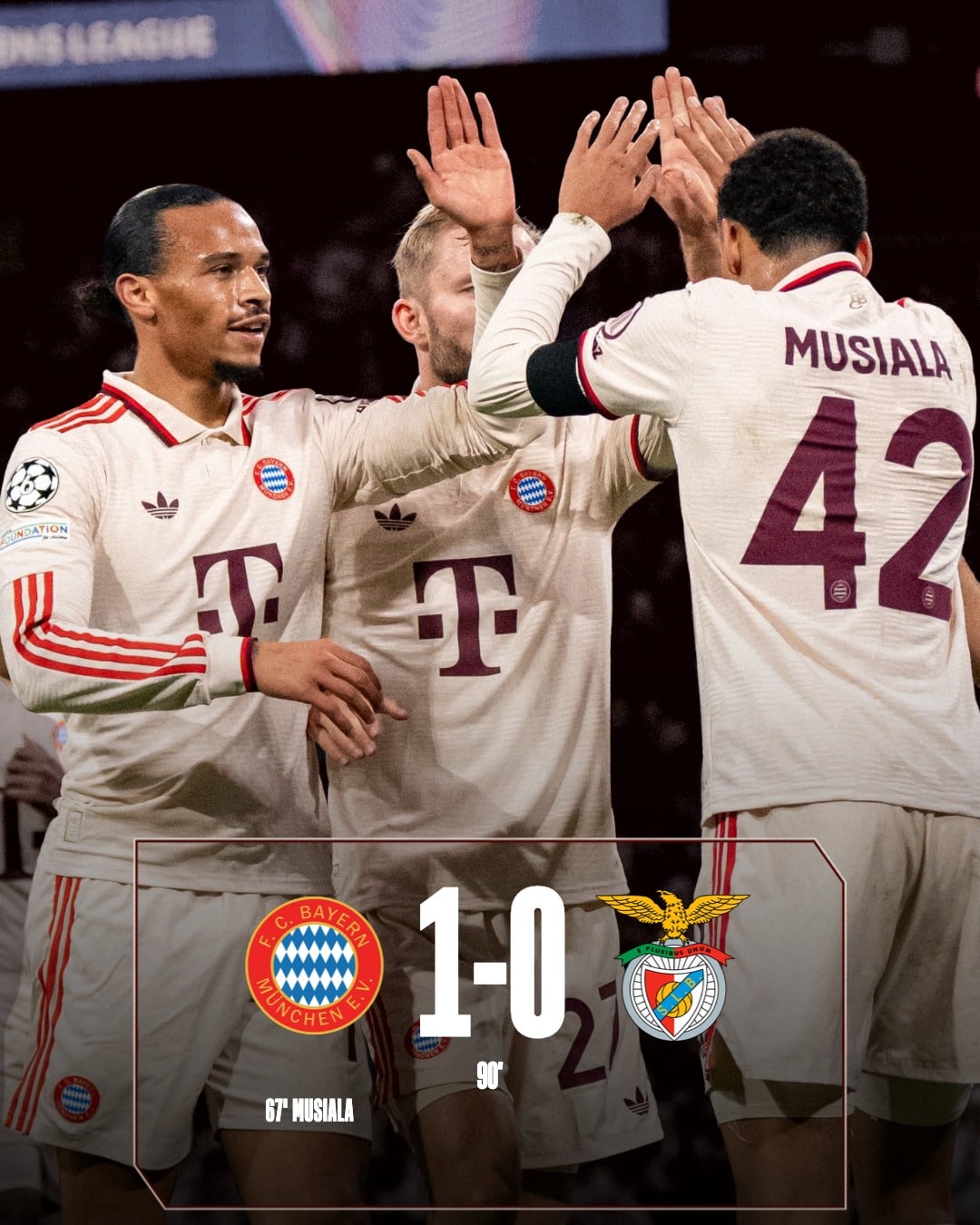 ผลบอลเมื่อคืนนี้ ยูฟ่า แชมเปี้ยนส์ลีก บาเยิร์น เบนฟิก้า