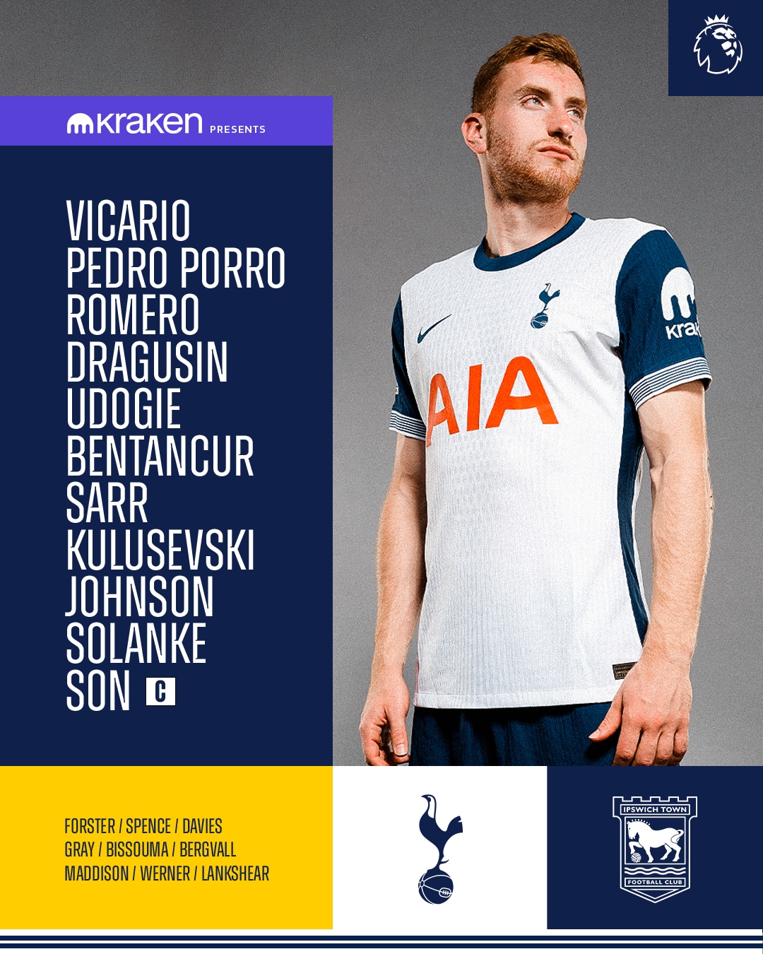 11 ตัวจริง สเปอร์ส อิปสวิช