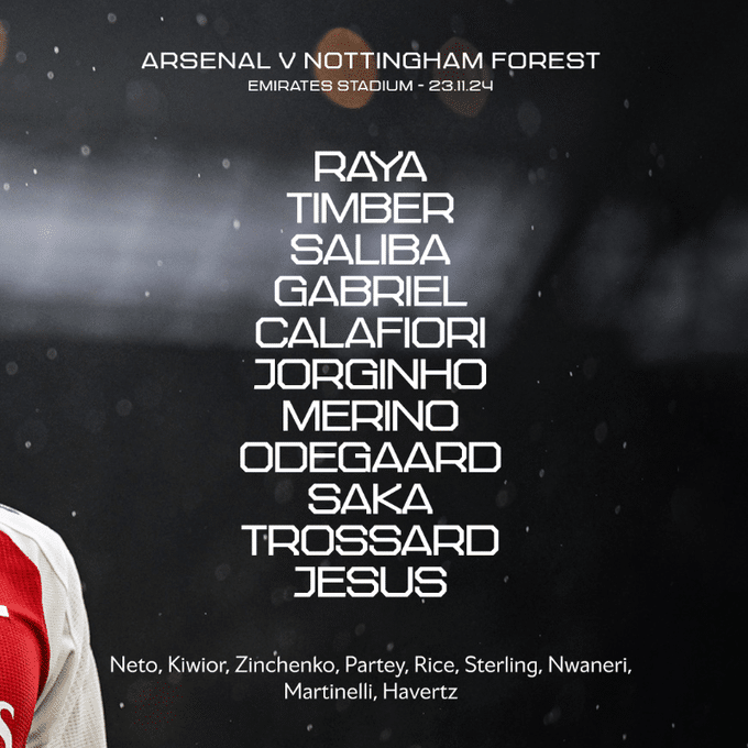 11 ตัวจริง อาร์เซนอล ฟอเรสต์