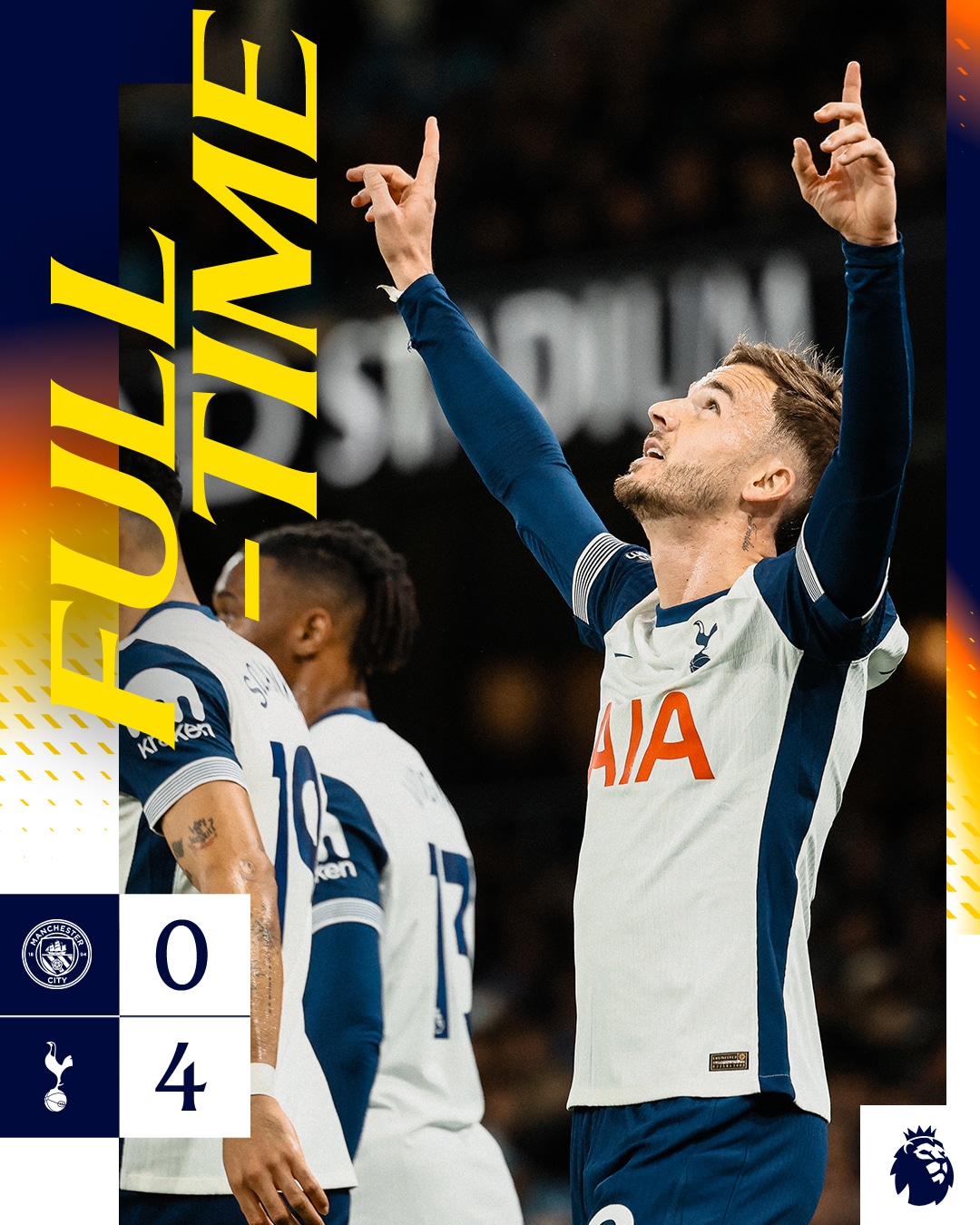 ผลบอลเมื่อคืนนี้ พรีเมียร์ลีก แมนซิตี้ สเปอร์ส