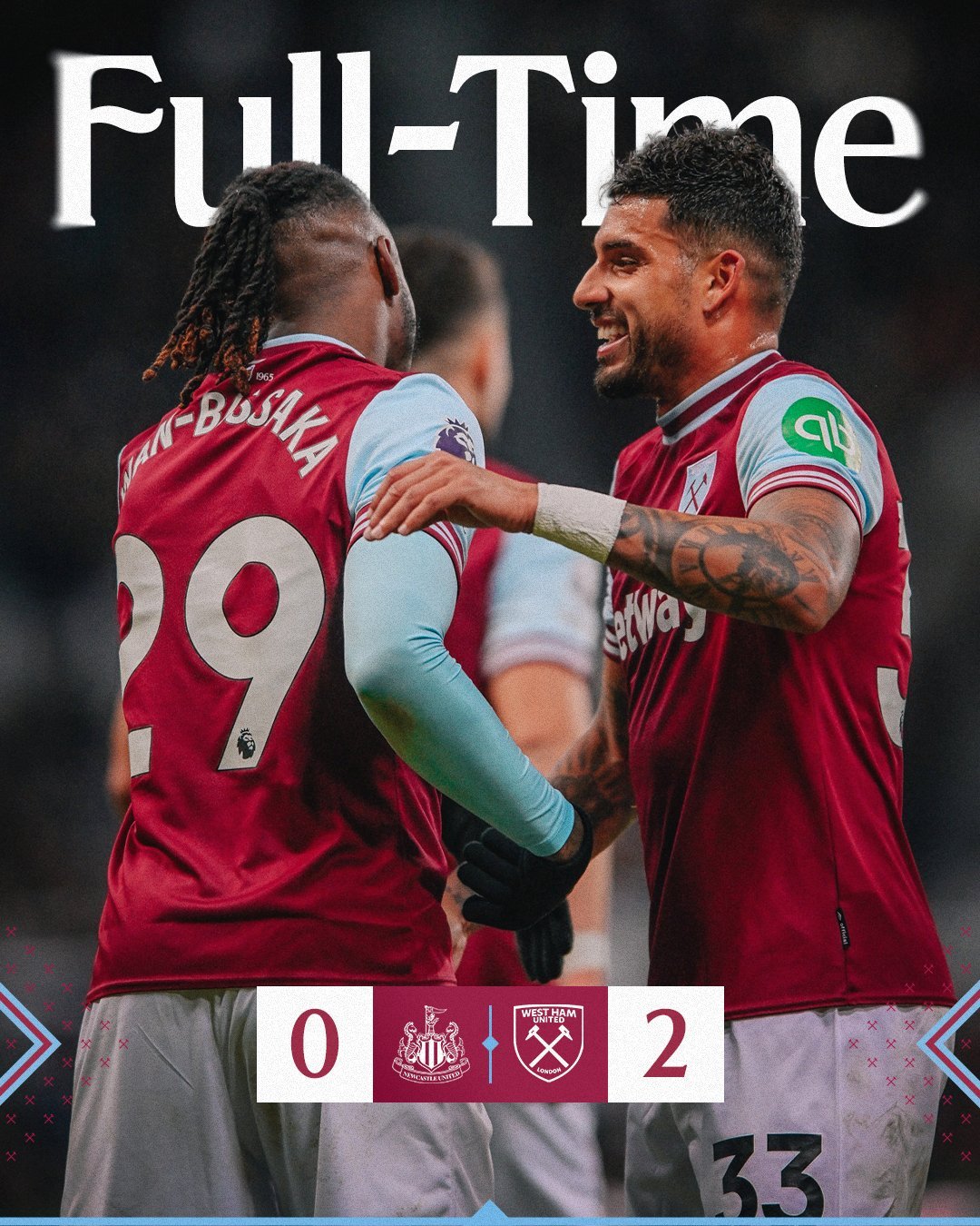 ผลบอลเมื่อคืนนี้ พรีเมียร์ลีก นิวคาสเซิ่ล เวสต์แฮม