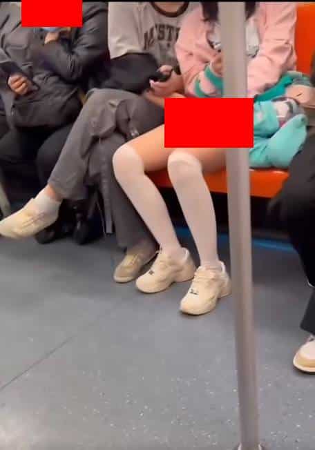 ชายหนุ่มใช้มือล่วงอนาจารแฟนสาวบนรถไฟ