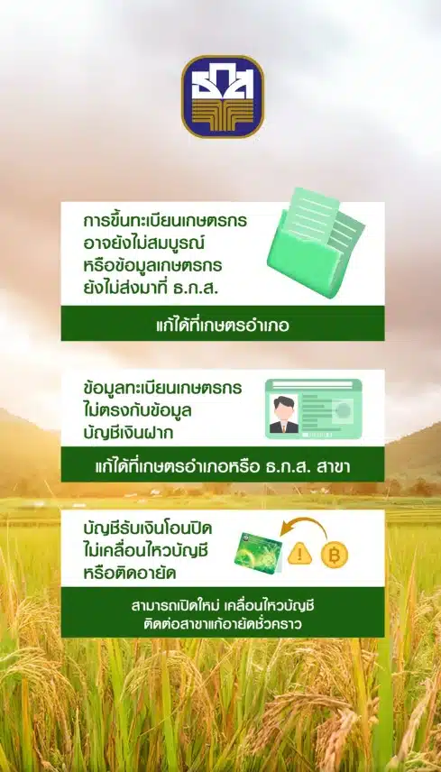 วิธีแก้ไขเกษตรกรไม่ได้รับเงินไร่ละ 1000