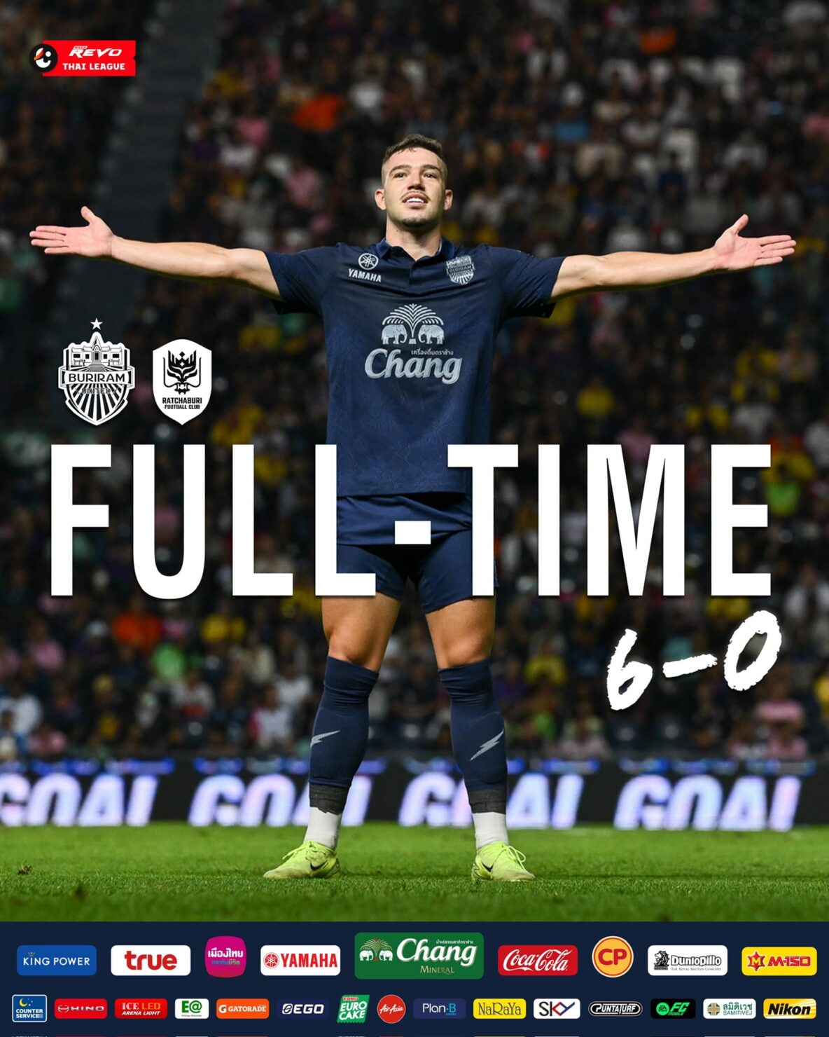 ผลฟุตบอล รีโว่ ไทยลีก บุรีรัมย์ ราชบุรี