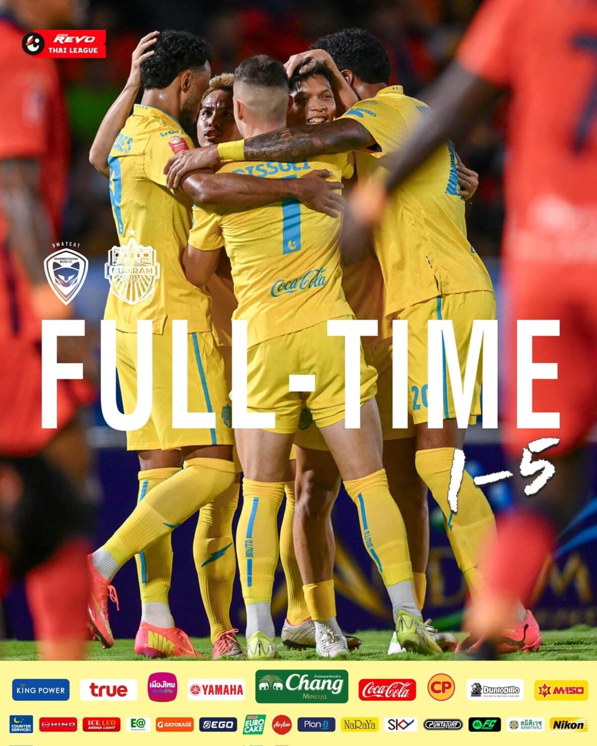 ผลฟุตบอล รีโว่ ไทยลีก นครราชสีมา บุรีรัมย์