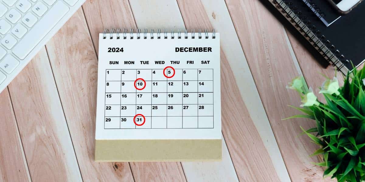 ปฏิทินวันหยุดธนาคาร เดือนธันวาคม 2567