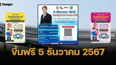 เช็กทางด่วนขึ้นฟรี 61 ด่าน-รถไฟฟ้าขึ้นฟรี 5 ธ.ค. 67 วันพ่อแห่งชาติ
