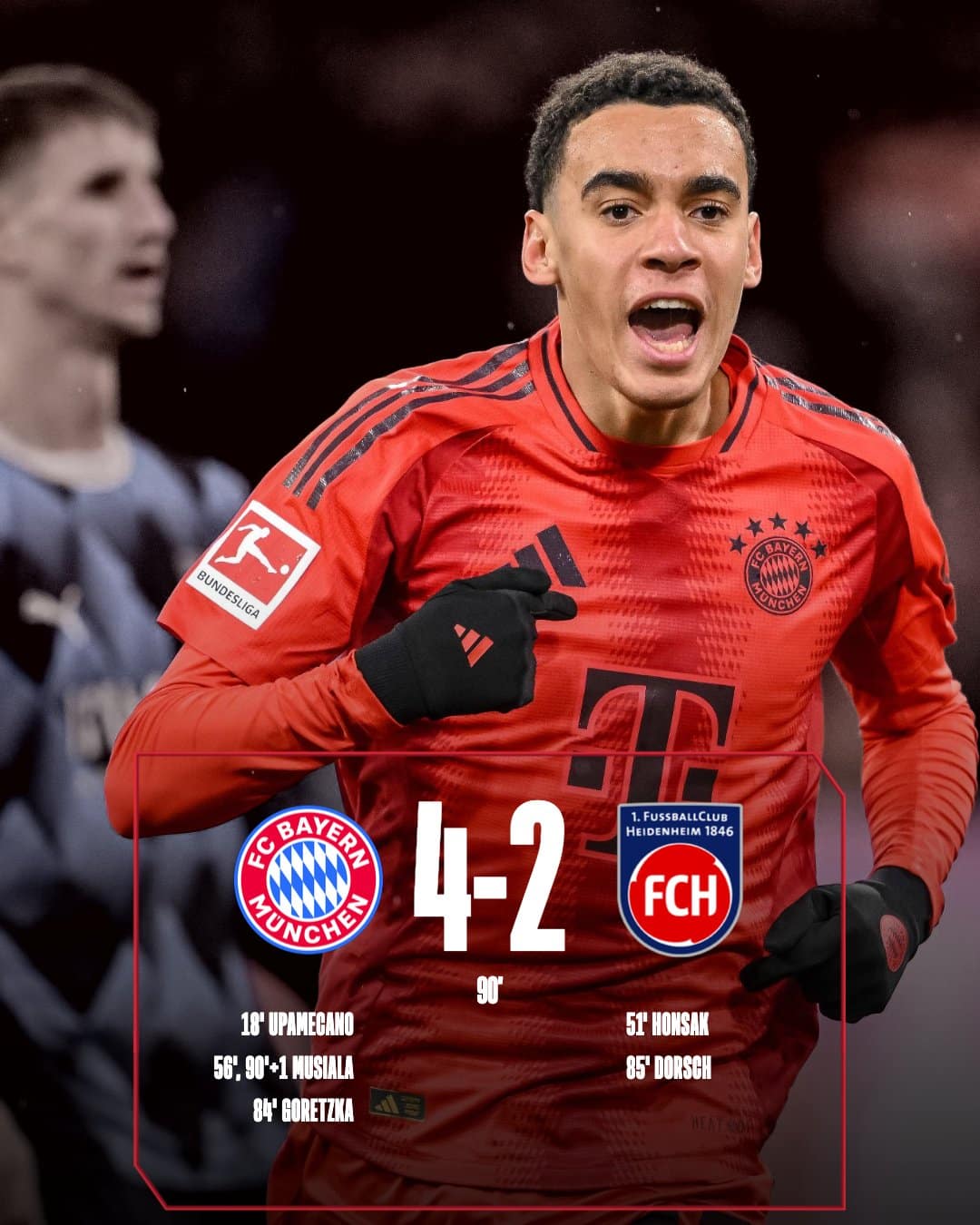 ผลบอลเมื่อคืนนี้ บุนเดสลีกา บาเยิร์น ไฮเดนไฮม์