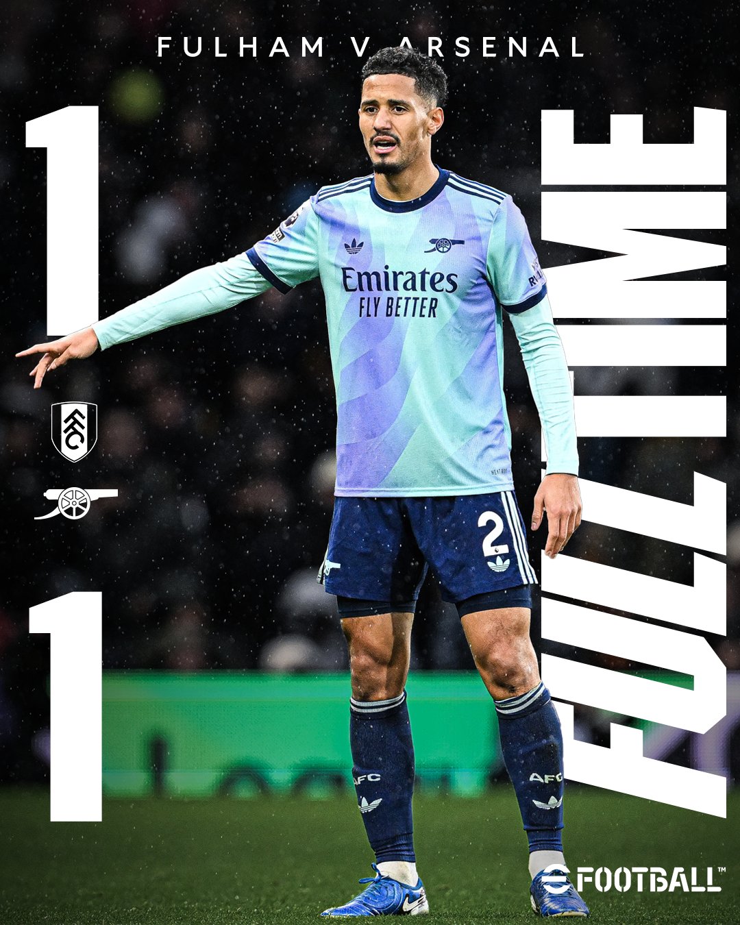 ผลบอลเมื่อคืนนี้ พรีเมียร์ลีก ฟูแล่ม อาร์เซนอล