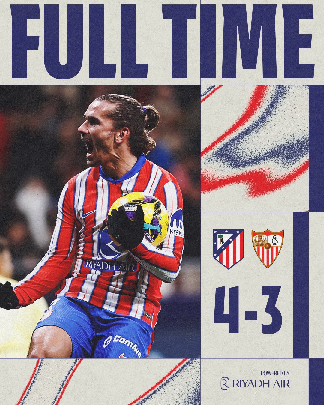 ผลบอลเมื่อคืนนี้ ลาลีกา แอต.มาดริด เซบีย่า