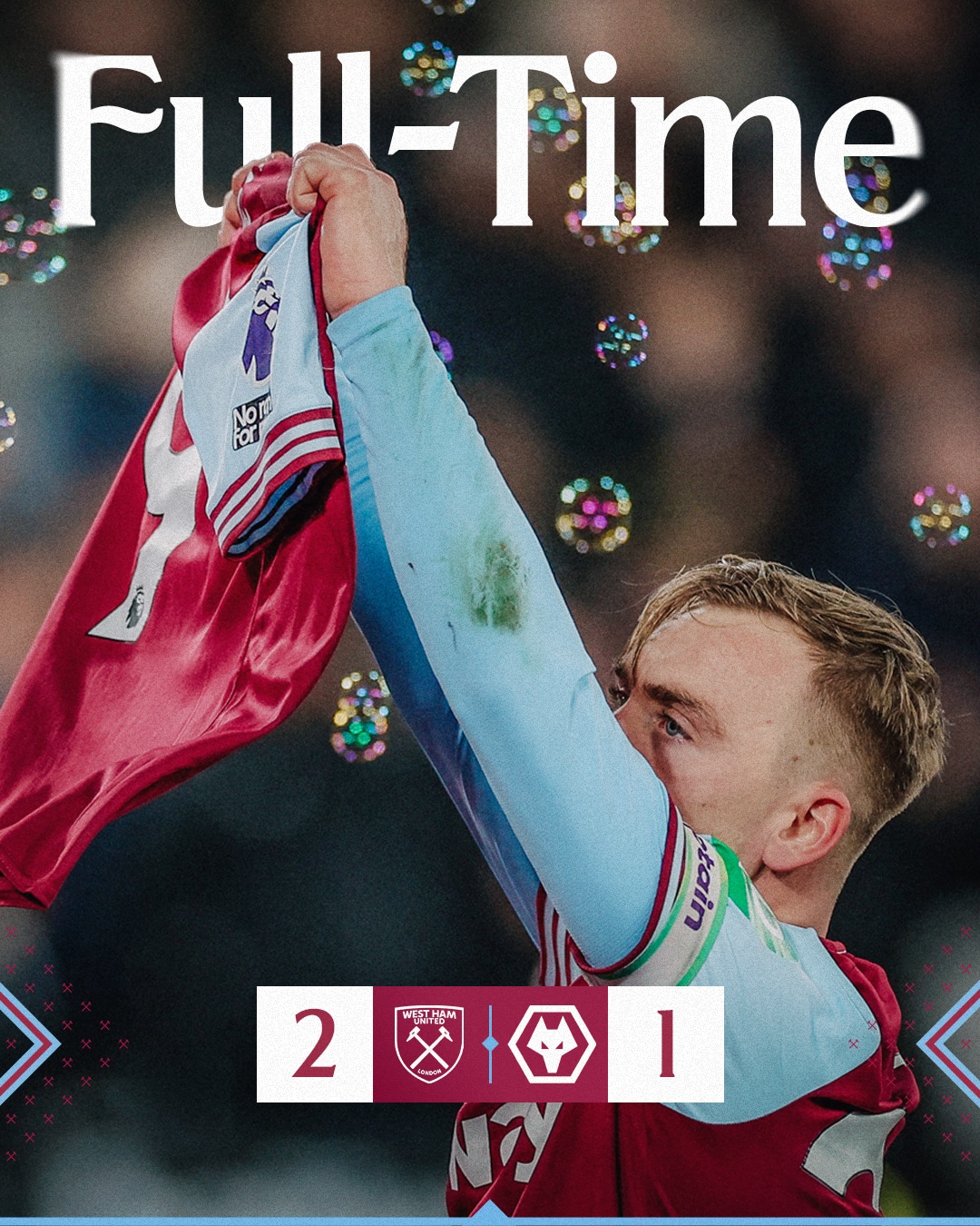 ผลบอลเมื่อคืนนี้ พรีเมียร์ลีก เวสต์แฮม วูล์ฟแฮมป์ตัน
