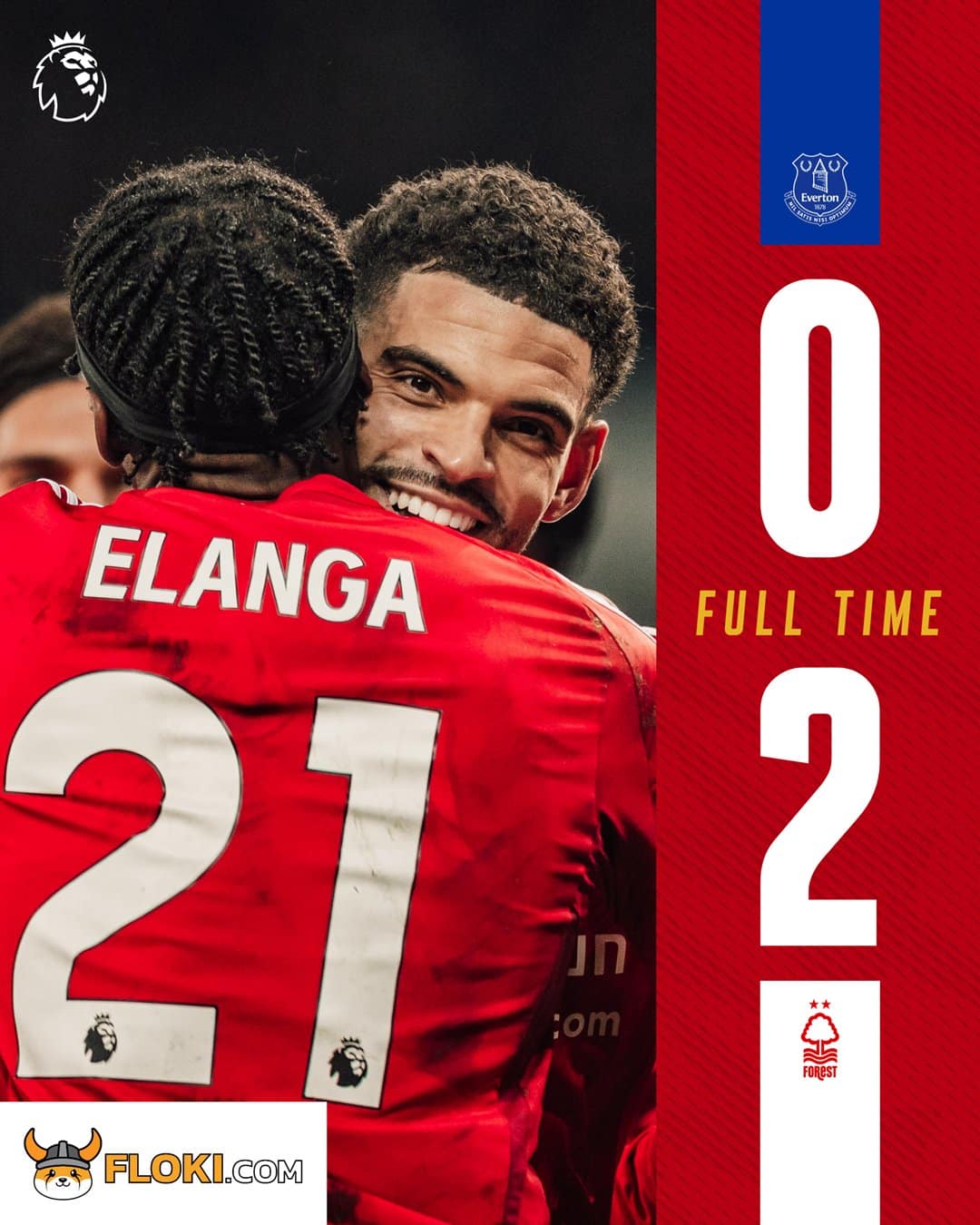 ผลบอลเมื่อคืนนี้ พรีเมียร์ลีก เอฟเวอร์ตัน ฟอเรสต์