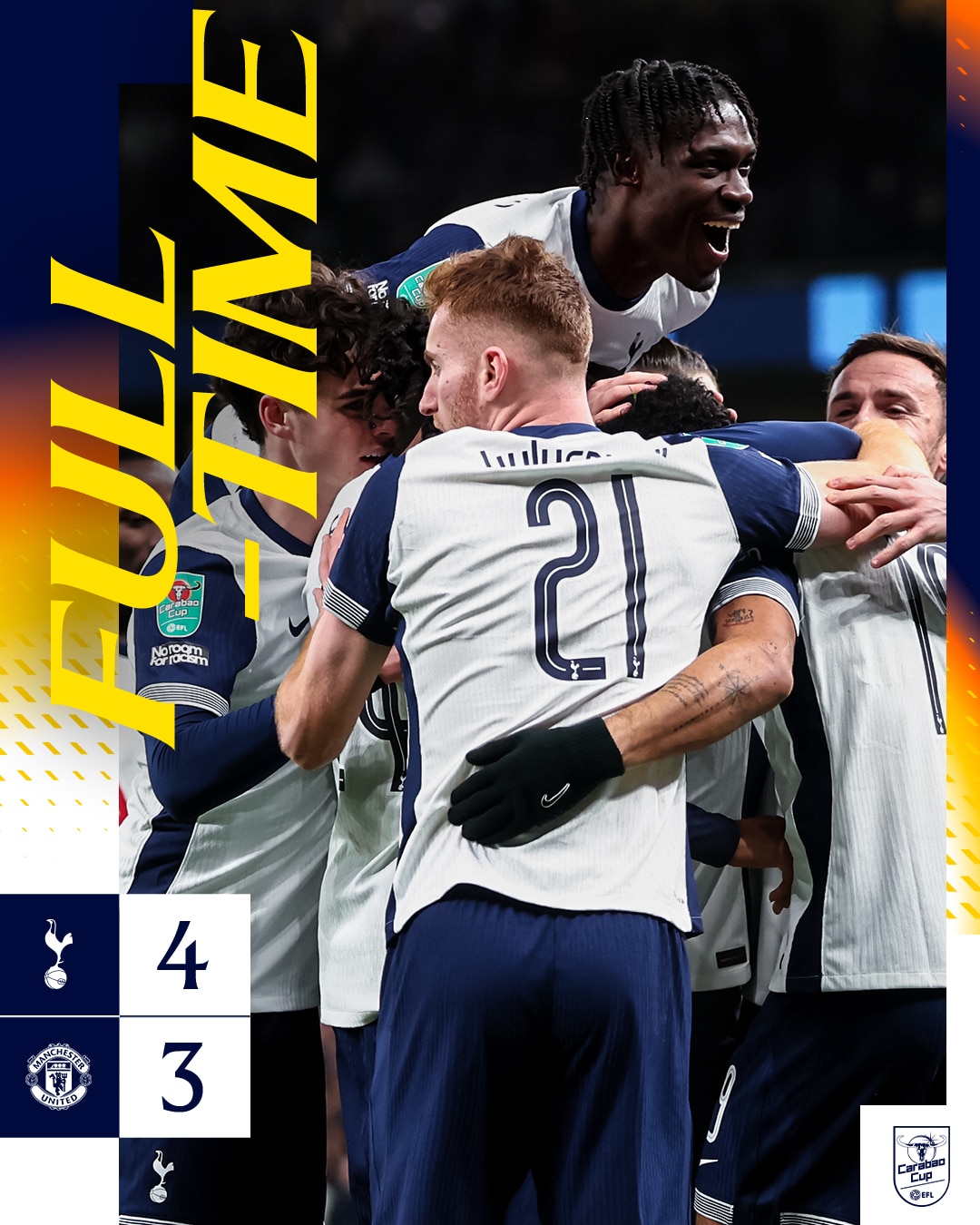 ผลบอลเมื่อคืนนี้ คาราบาวคัพ สเปอร์ส แมนยู