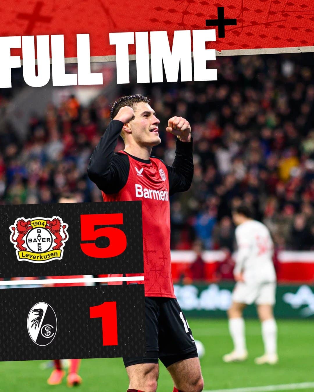 ผลบอลเมื่อคืนนี้ บุนเดสลีกา เลเวอร์คูเซ่น ไฟร์บวร์ก