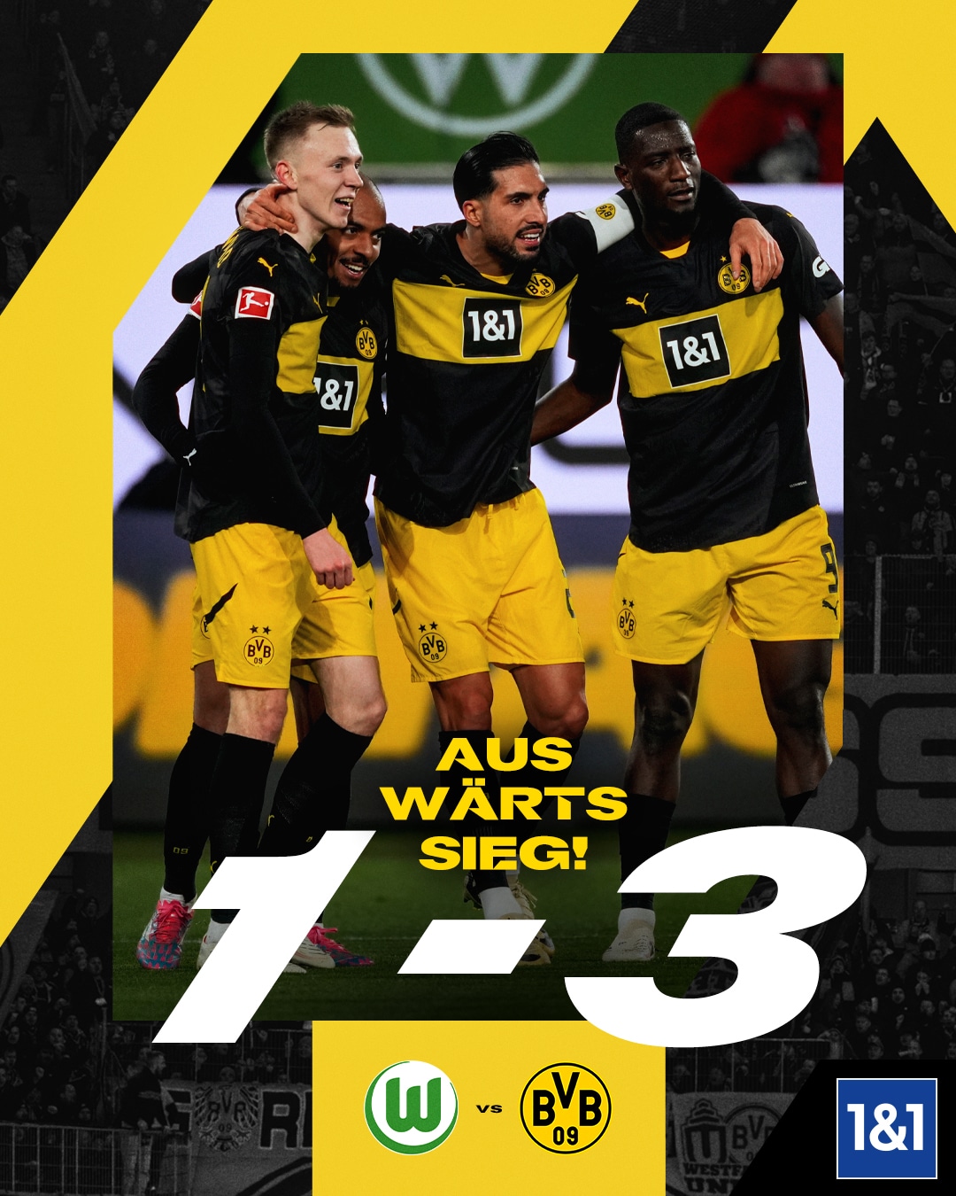 ผลบอลเมื่อคืนนี้ บุนเดสลีกา โวล์ฟสบวร์ก ดอร์ทมุนด์