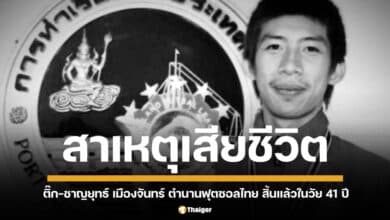 วงการฟุตซอลไทยต้องสูญเสียบุคคลสำคัญ เมื่อ &quot;ติ๊ก&quot; ชาญยุทธ์ เมืองจันทร์ อดีตนักฟุตซอลทีมชาติไทย และอดีตนักเตะสโมสรบลูเวฟ ชลบุรี และการท่าเรือแห่งประเทศไทย เสียชีวิตลงอย่างกะทันหันด้วยวัย 41 ปี