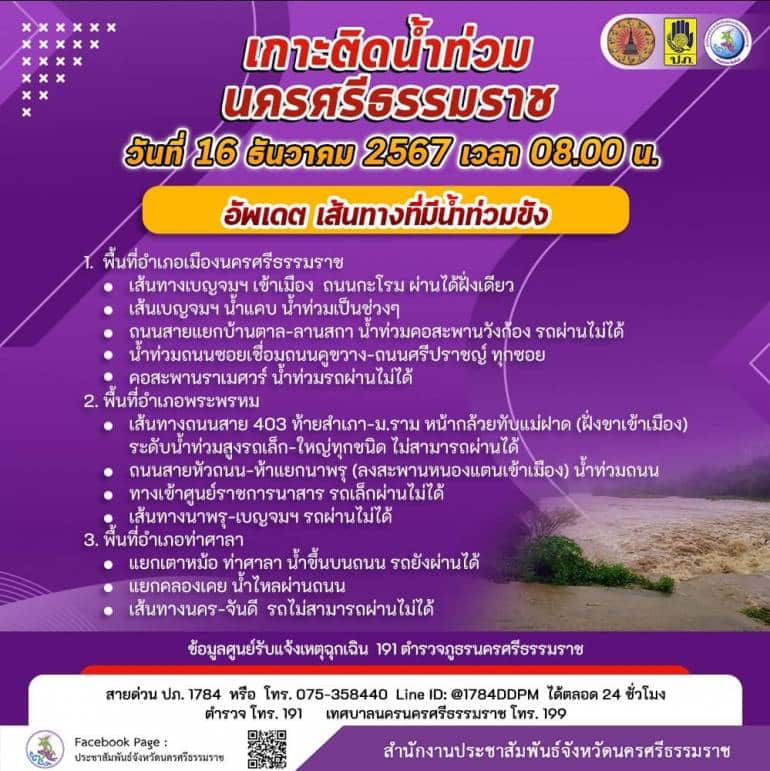 น้ำท่วมนครศรีธรรมราชล่าสุด 