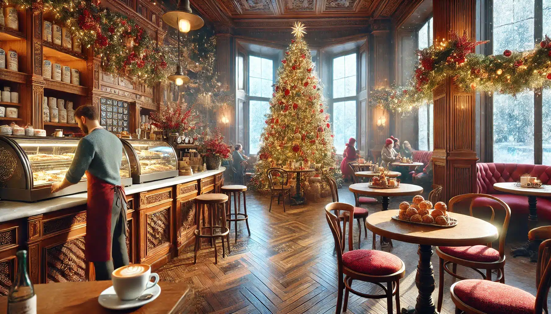 นั่งร้านคาเฟ่ในช่วงเทศกาลคริสต์มาส