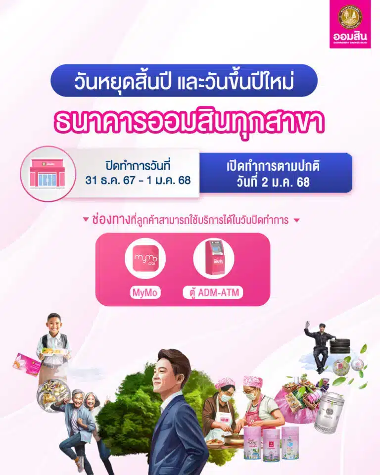 ธนาคารออมสิน หยุดปีใหม่ 2568 วันที่เท่าไหร่