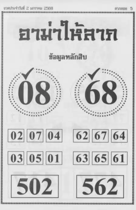 เลขเด็ด อาม่าให้ลาภ 2 ม.ค. 67