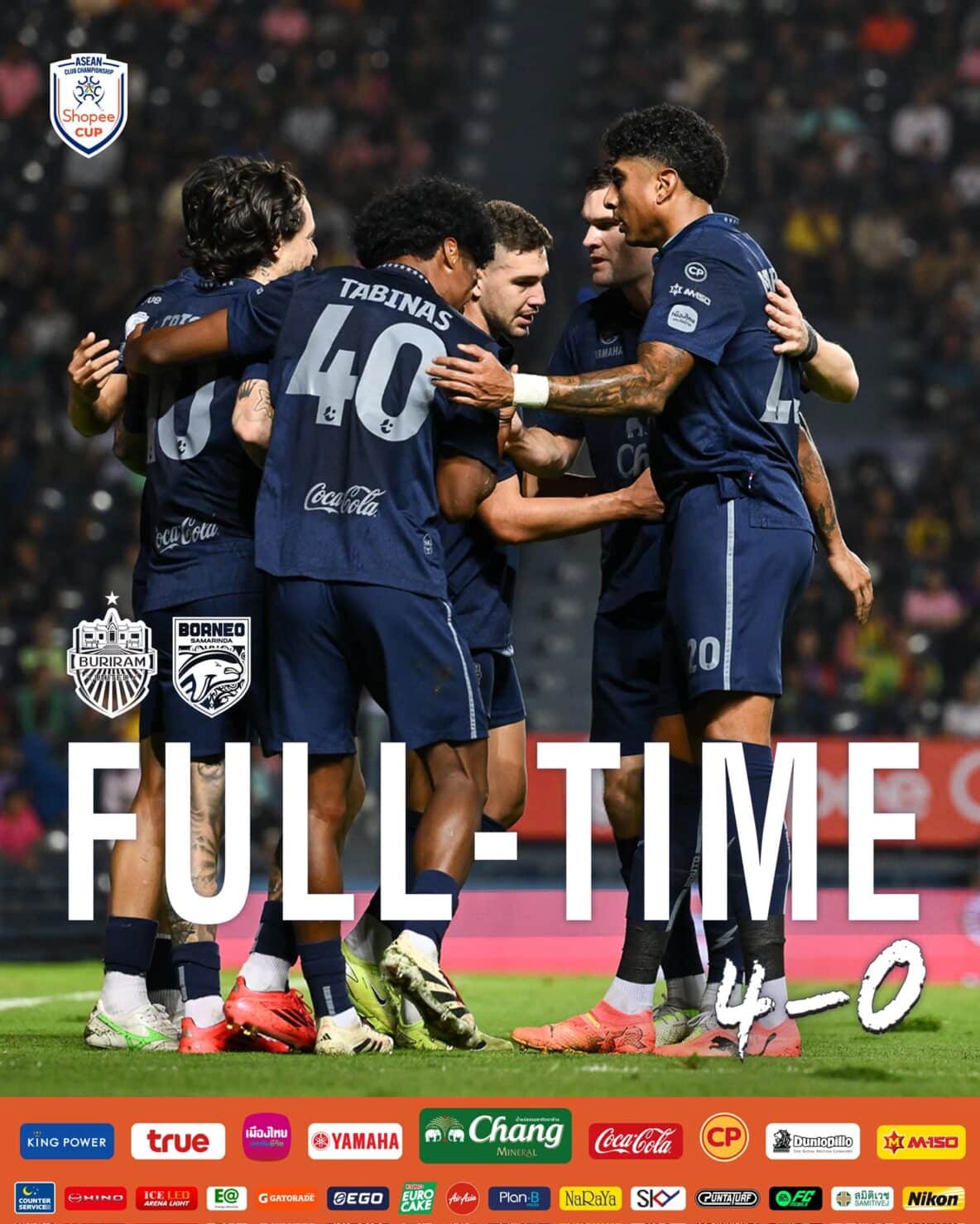 ผลฟุตบอล Shopee Cup บุรีรัมย์ บอร์เนียว