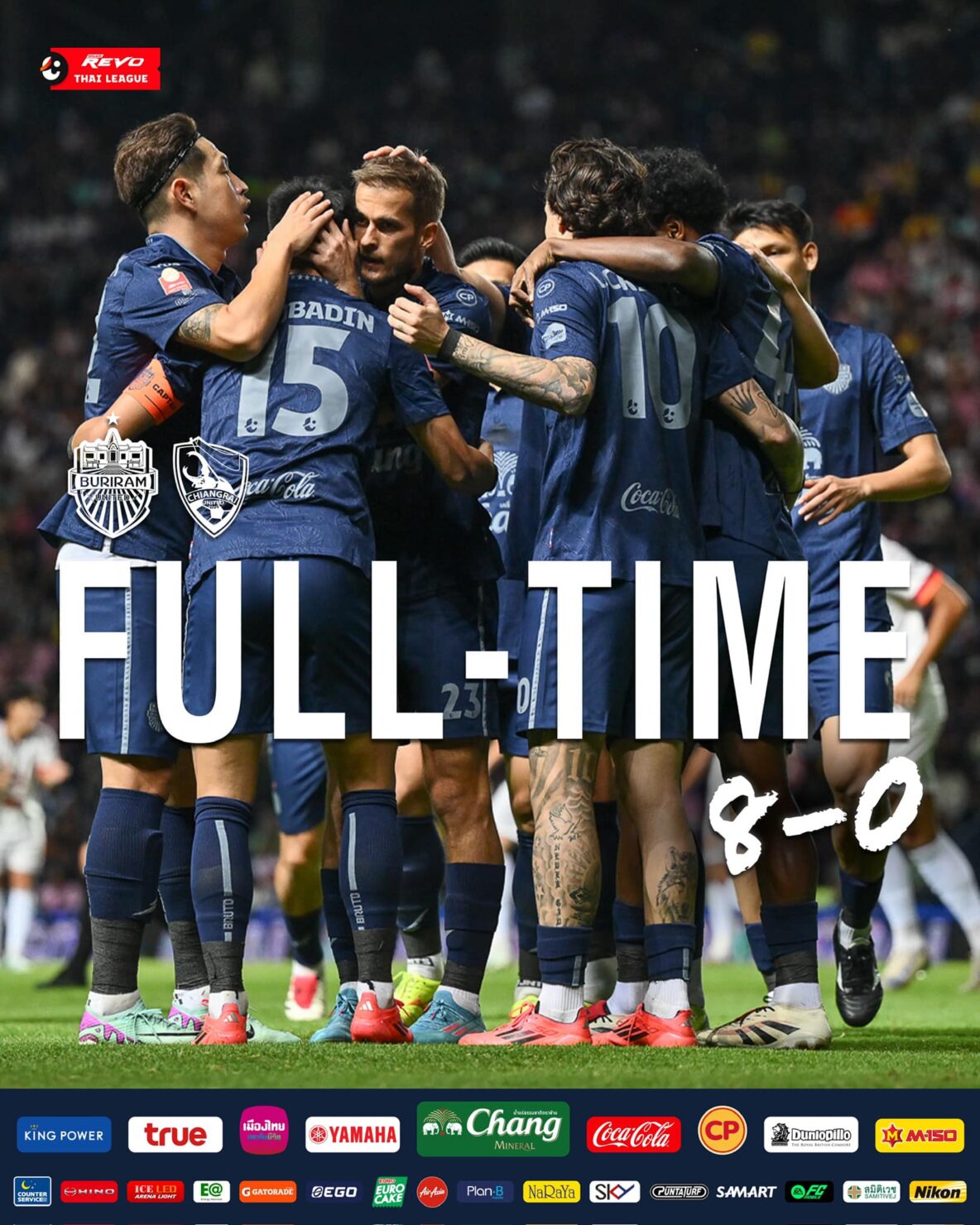 ผลฟุตบอล รีโว่ ไทยลีก บุรีรัมย์ เชียงราย