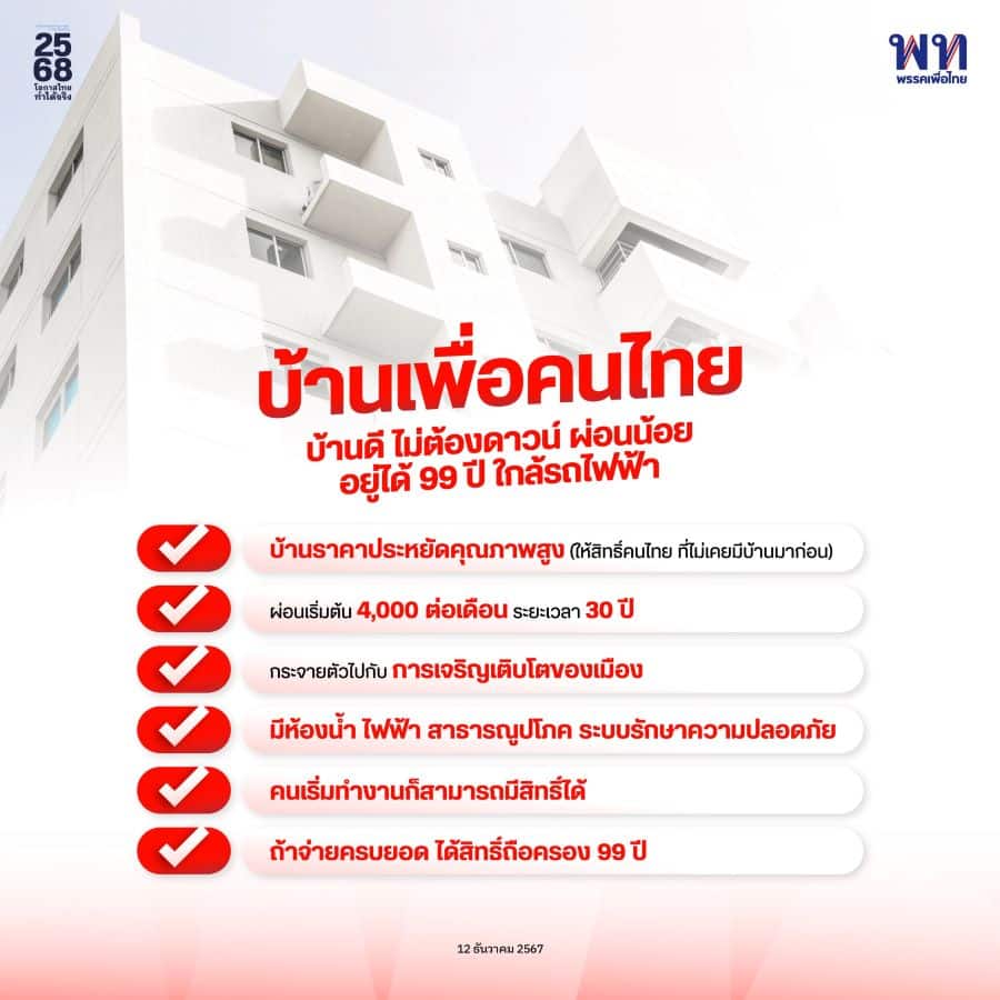 เงื่อนไข บ้านเพื่อคนไทย พรรคเพื่อไทย