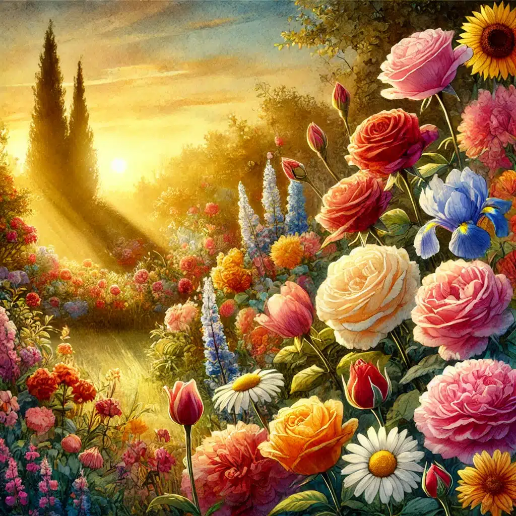 ภาพดอกไม้ที่ใช้เทคนิคสีไม้ระบายน้ำ