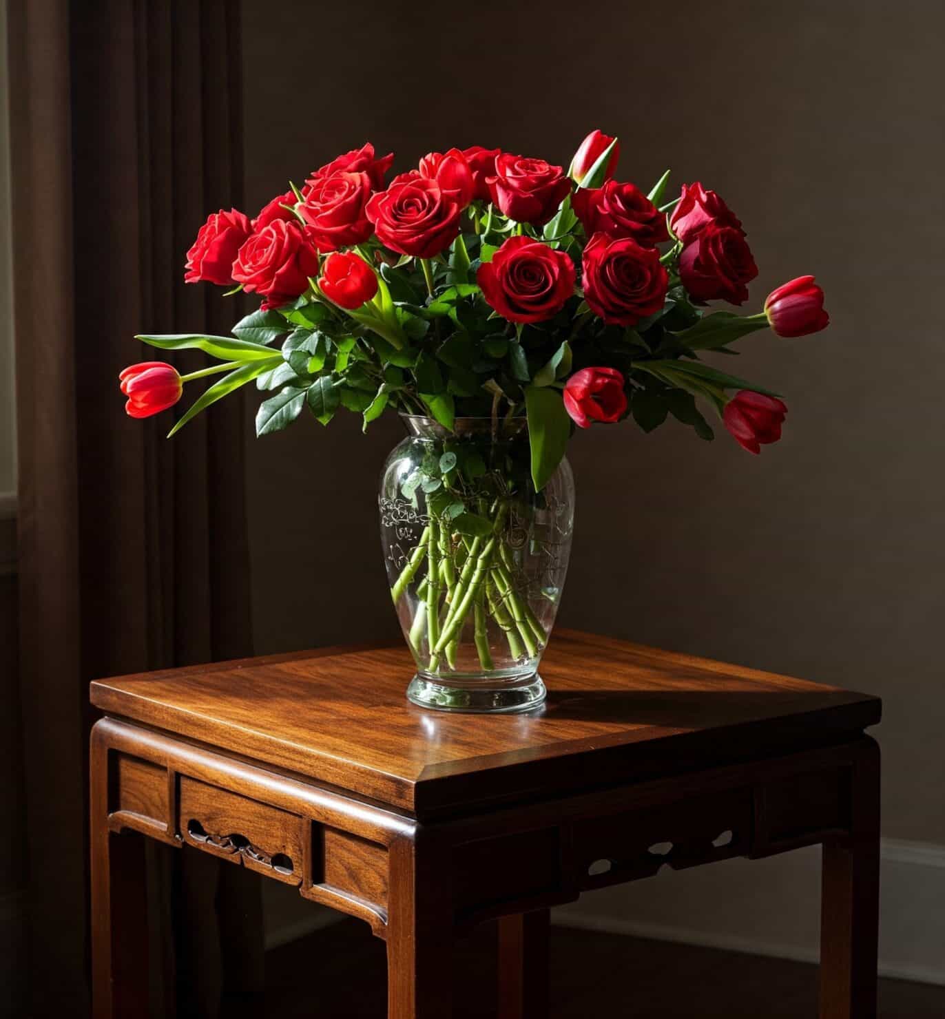 จัดแจกันดอกไม้สดสีแดง แก้เคล็ดเรื่องโชคลาภ