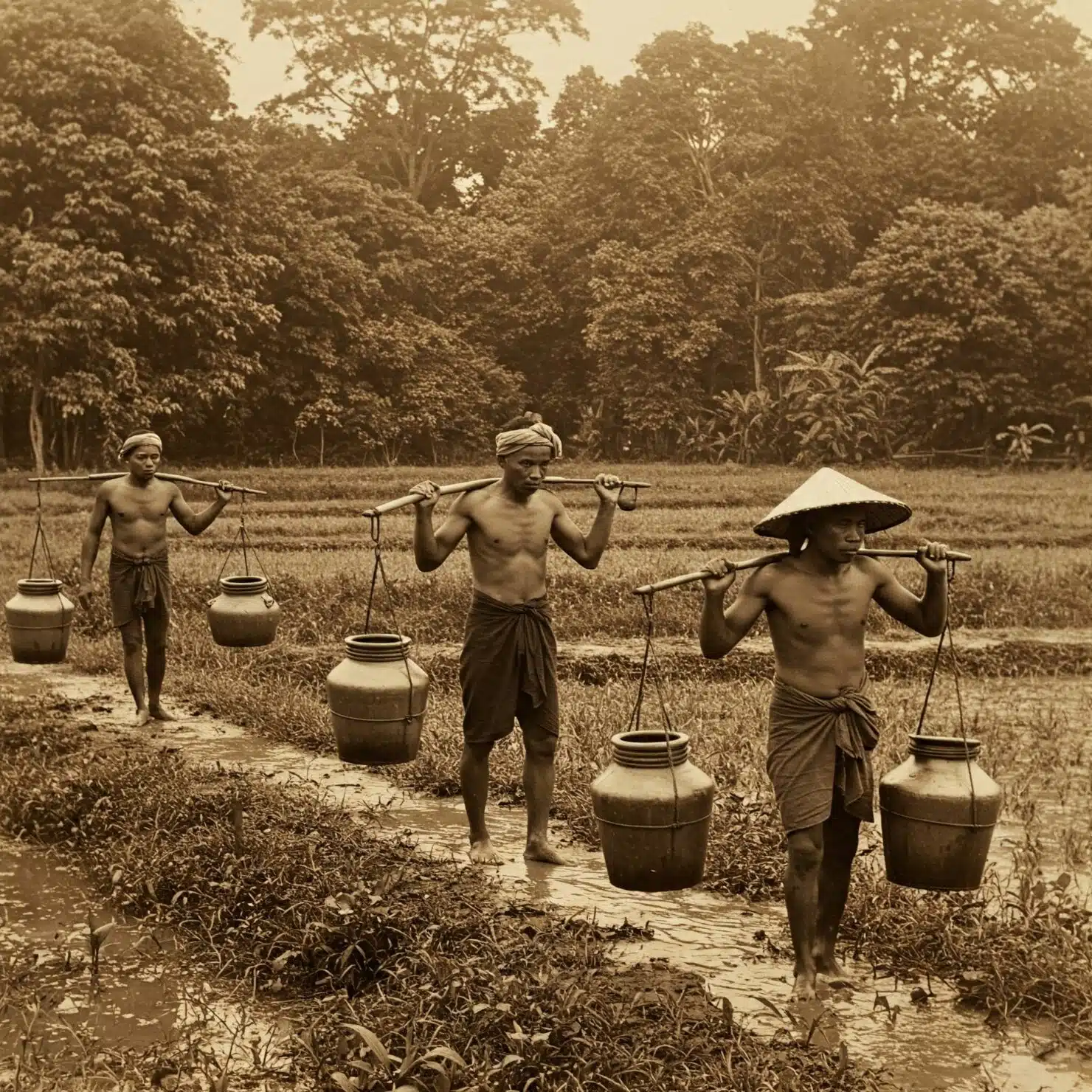 อาชีพคนหาบน้ำในสมัยโบราณ