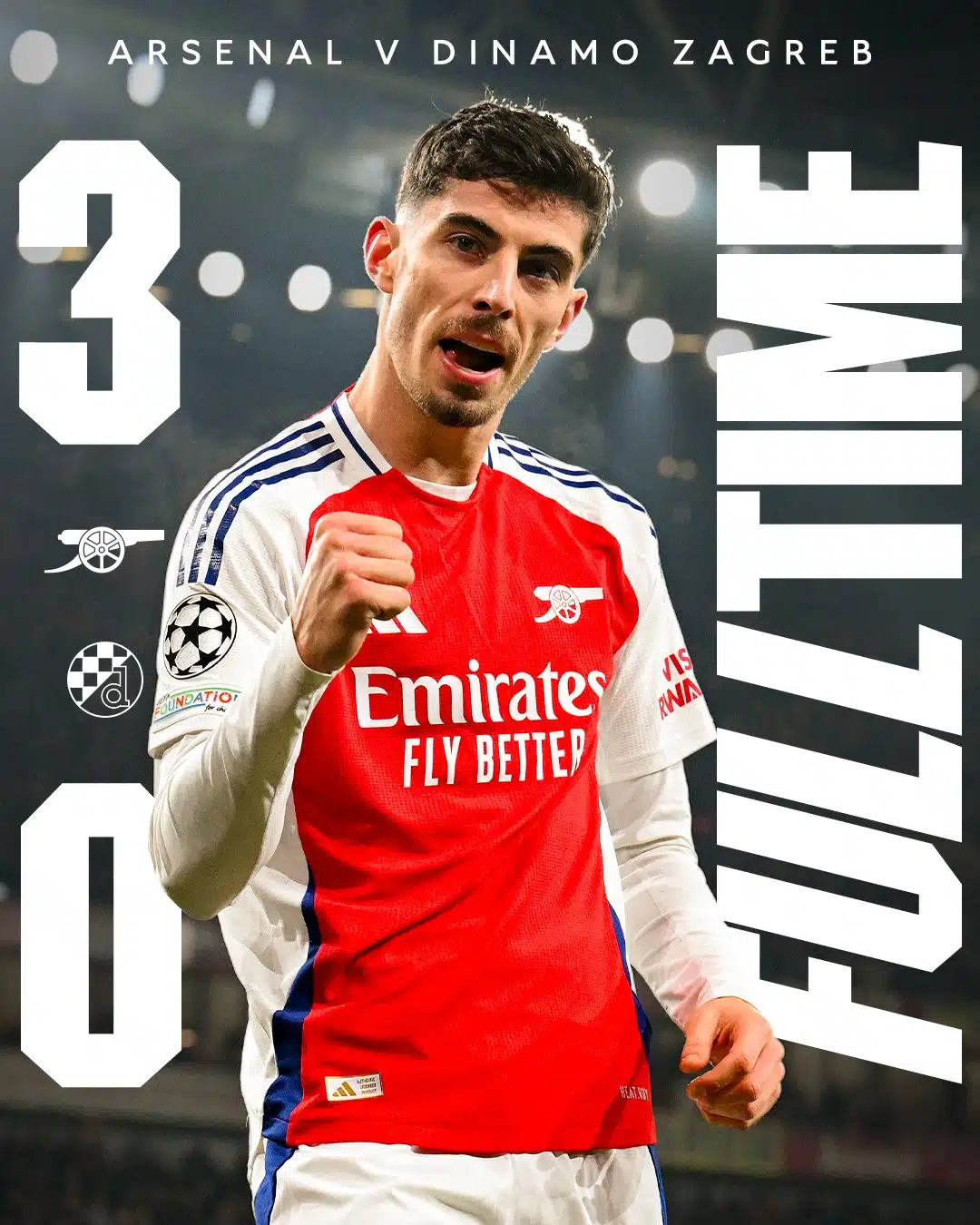 ผลบอลเมื่อคืนนี้ ยูฟ่า แชมเปี้ยนส์ลีก อาร์เซน่อล ดินาโม ซาเกร็บ