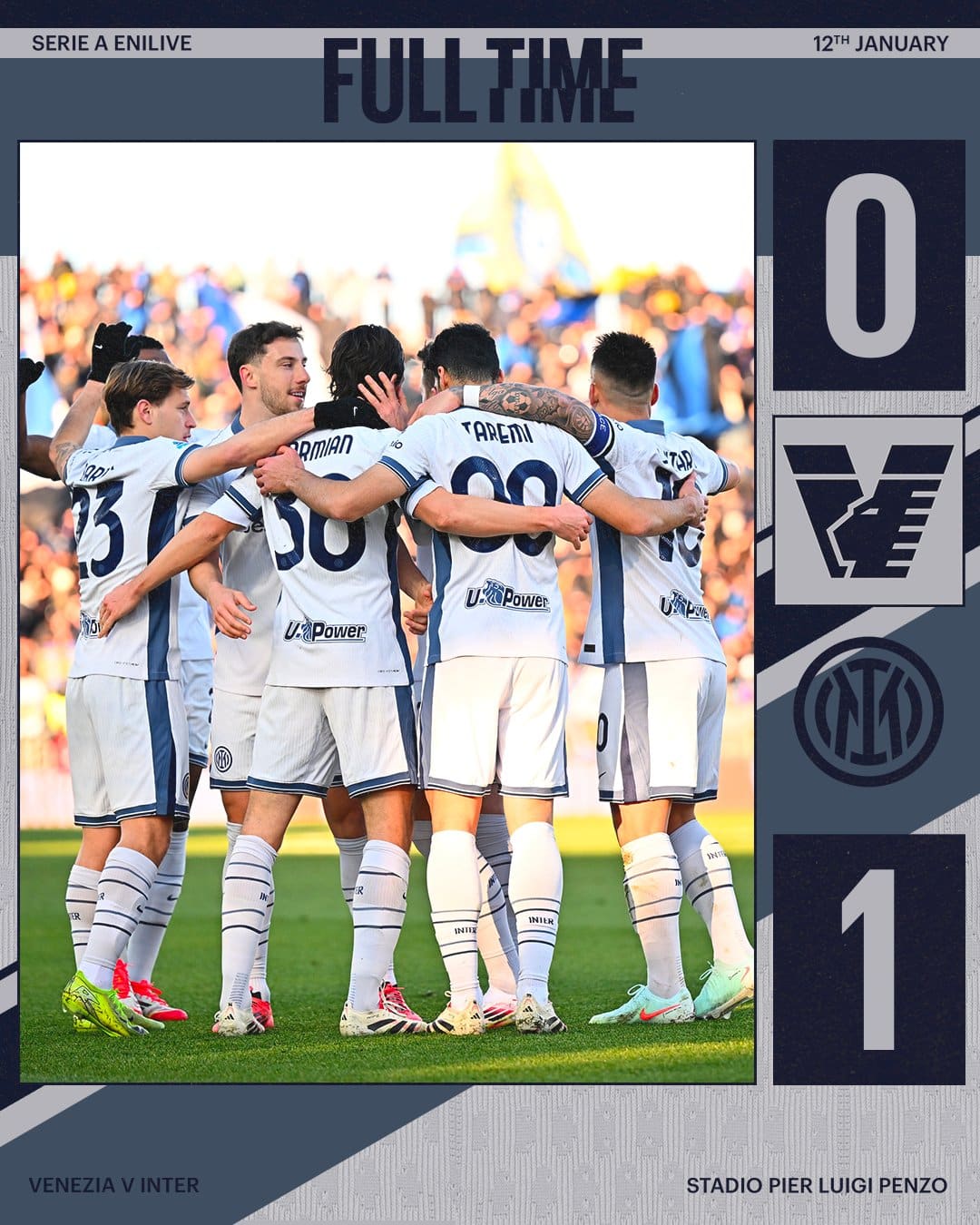 ผลบอลเมื่อคืนนี้ กัลโช่ เวเนเซีย อินเตอร์