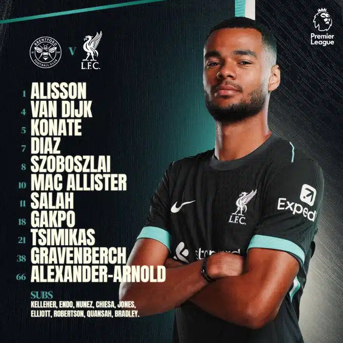 11 ตัวจริง เบรนท์ฟอร์ด ลิเวอร์พูล