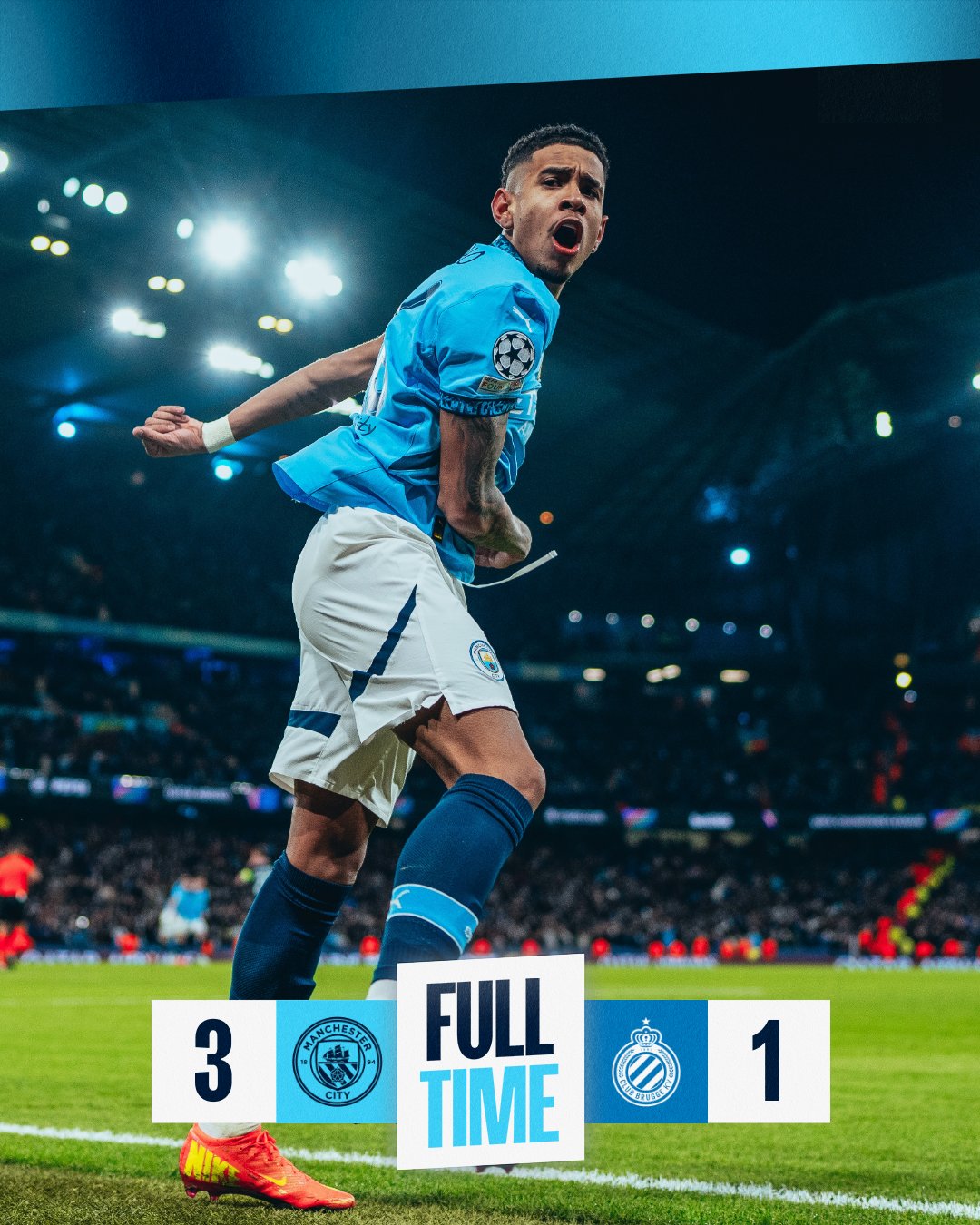 ผลบอลเมื่อคืนนี้ ยูฟ่า แชมเปี้ยนส์ลีก แมนซิตี้ คลับ บรูช