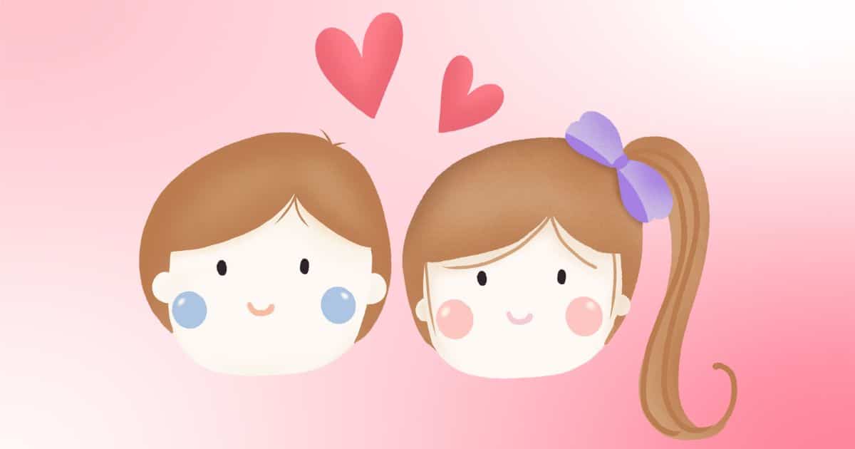 ภาพการ์ตูน กราฟฟิต เด็กชาย หญิง รูปหัวใจ