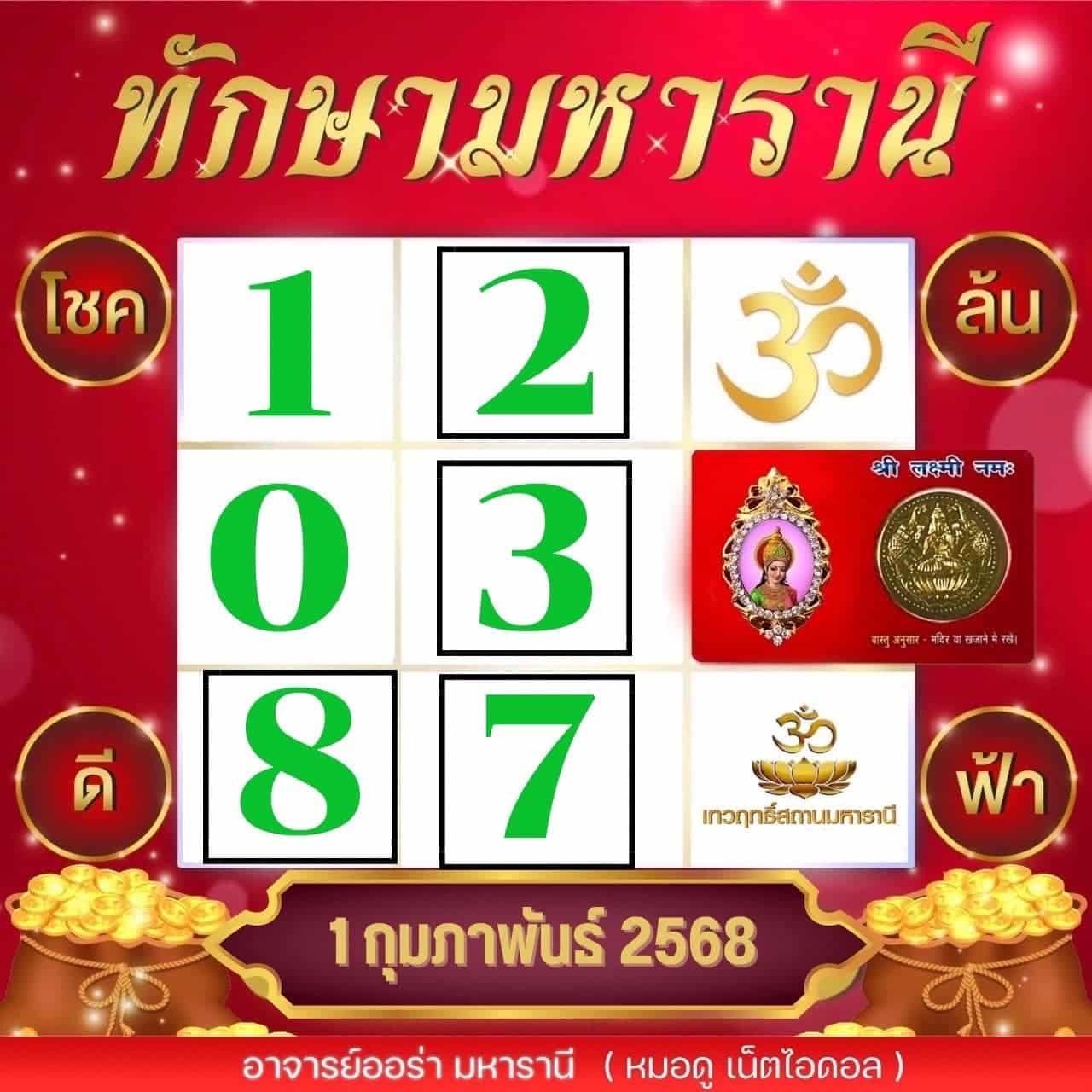 เลขเด็ด อาจารย์ออร่า มหารานี งวด 1 2 68