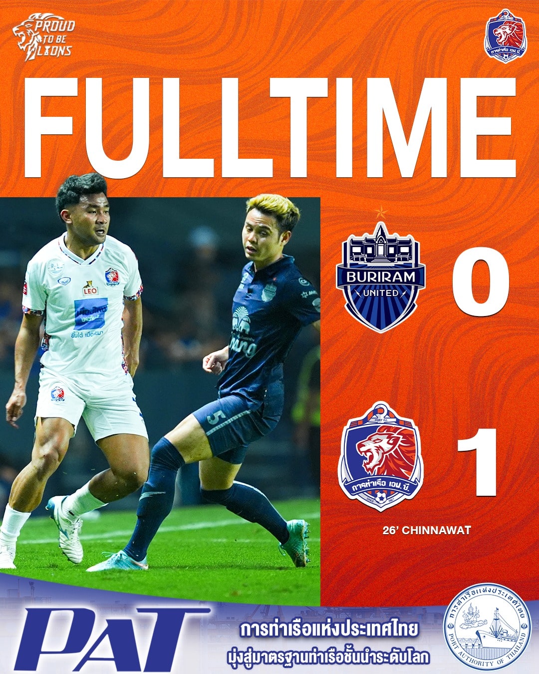 ผลฟุตบอล รีโว่ ไทยลีก บุรีรัมย์ การท่าเรือ