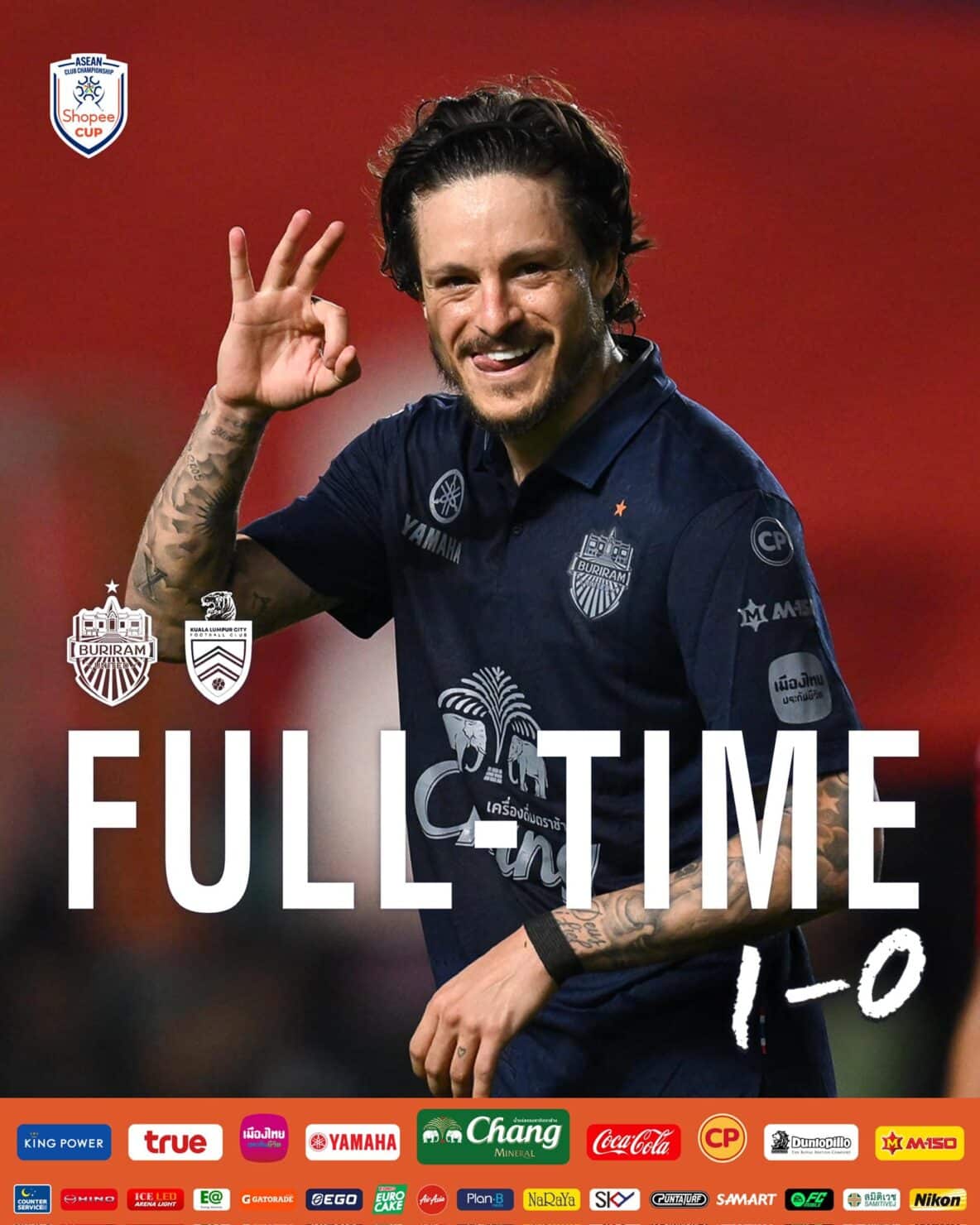 ผลฟุตบอล Shopee Cup บุรีรัมย์ กัวลาลัมเปอร์